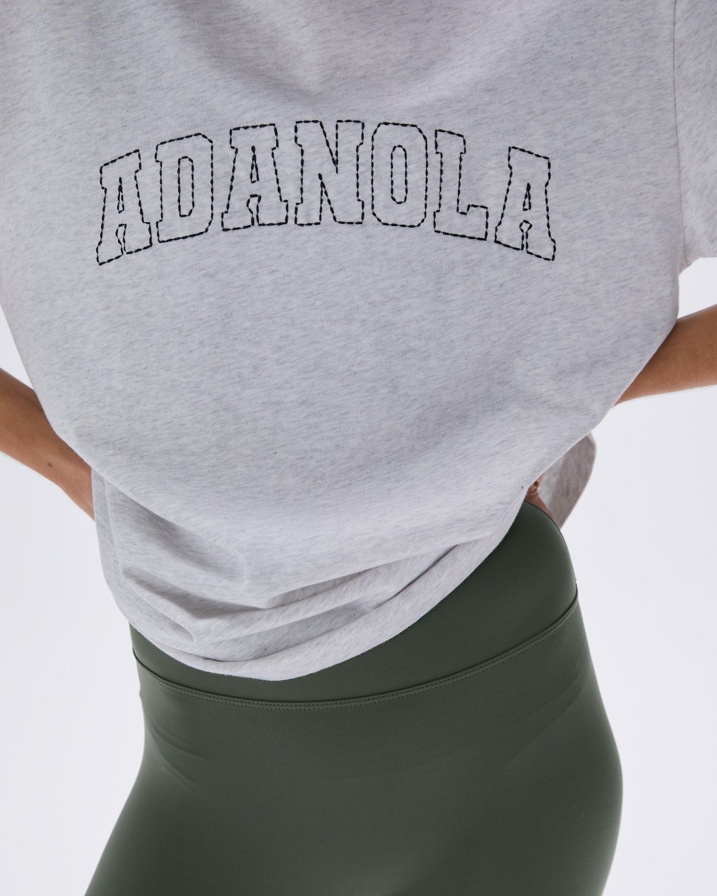 Varsity Stitch Short Sleeve Oversized T-shirt - Light Grey Melange/Black