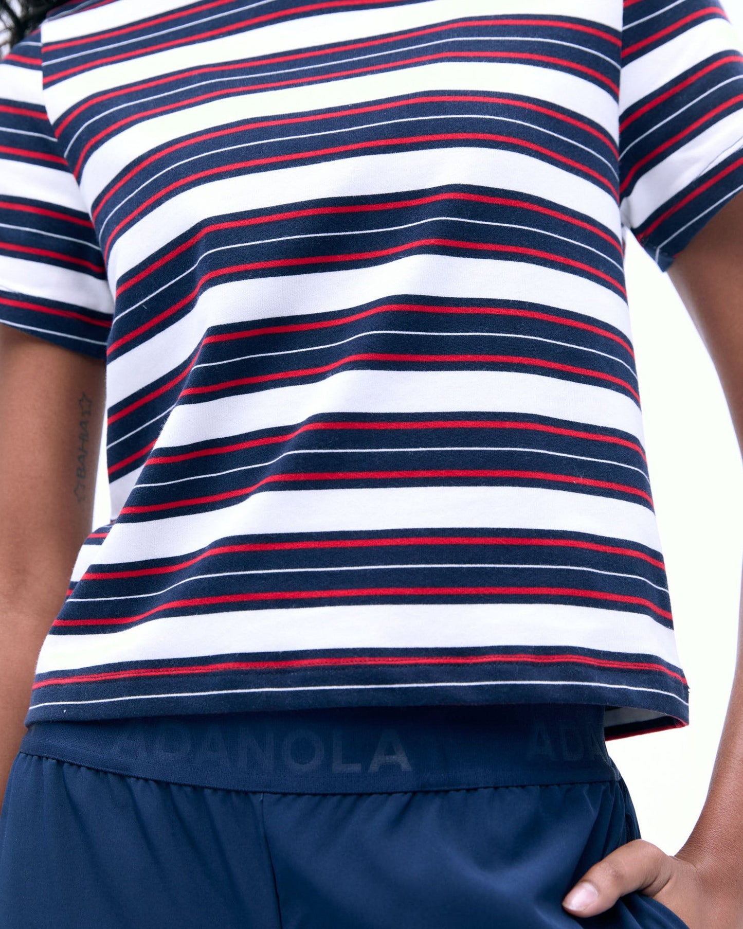 Stripe Short Sleeve Classic T-shirt - Navy Blue/Classic Red