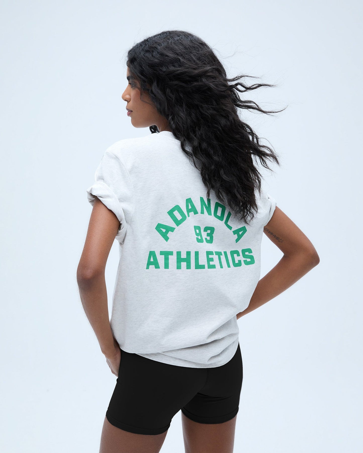 Campus Short Sleeve Oversized T-shirt - Light Grey Melange/Jade Green