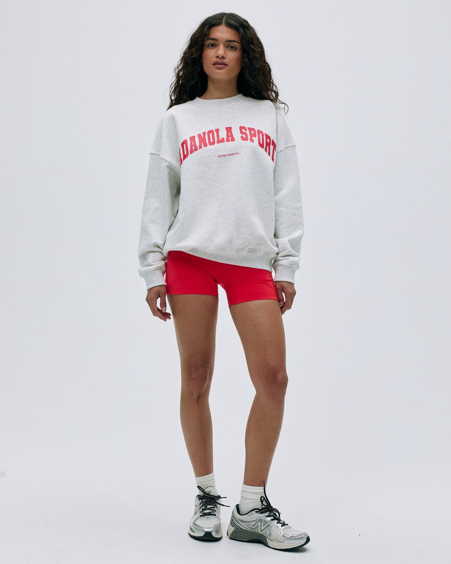 AS Oversized Sweatshirt - Light Grey Melange/Apple Red