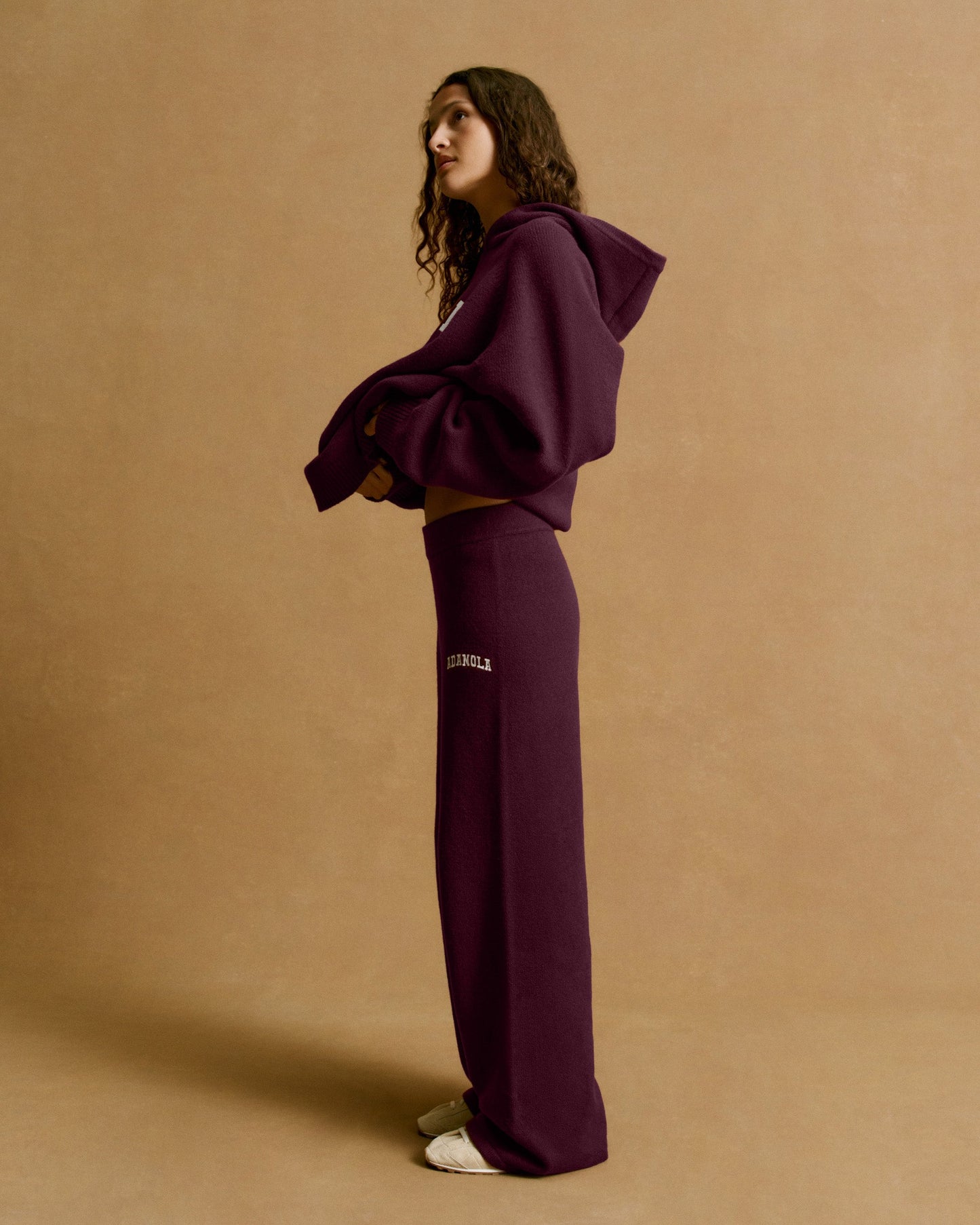 Varsity Knit Straight Leg Sweatpants - Dark Cherry/Marshmallow White