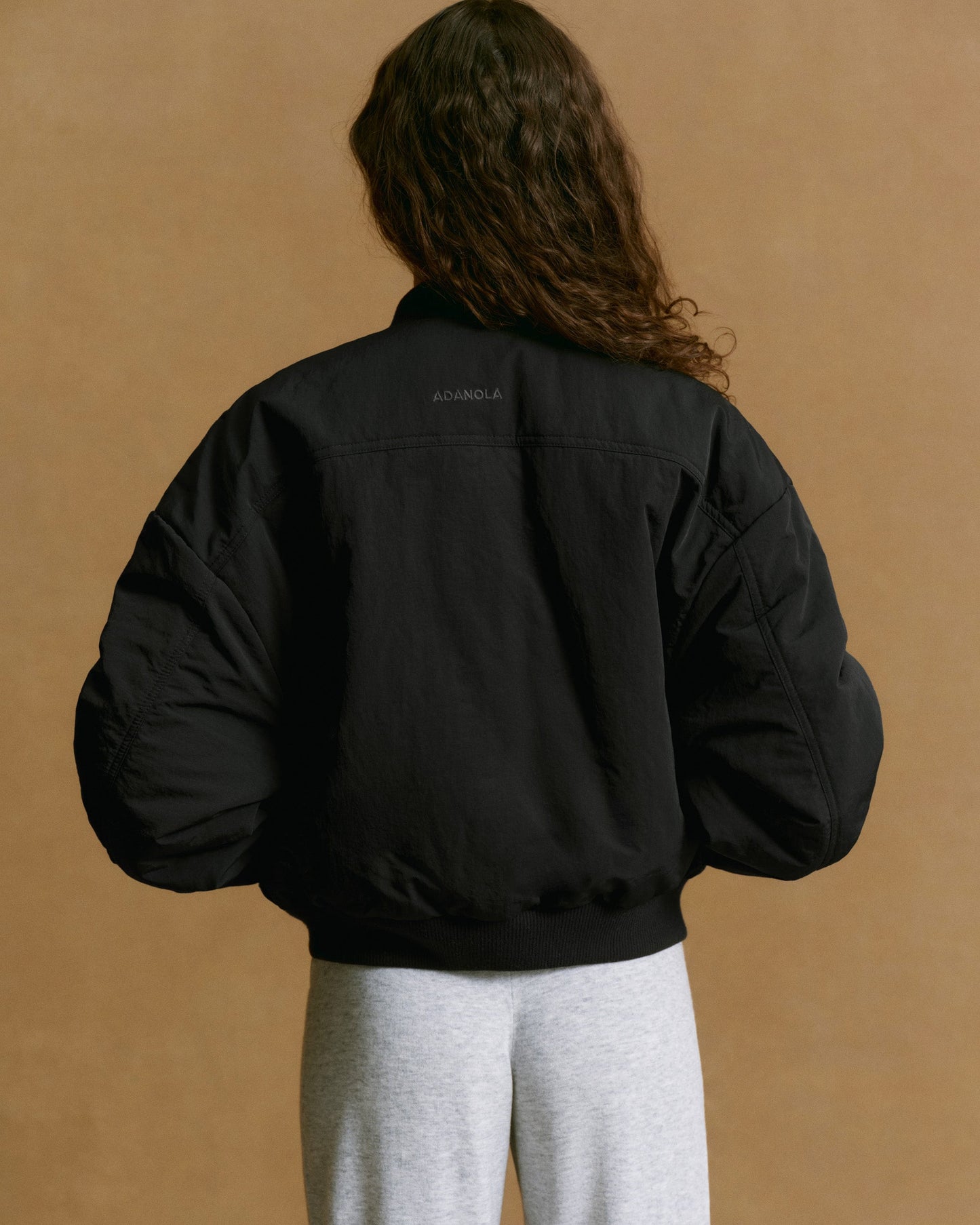 Drop Shoulder Reversible Bomber Jacket - Black/Olive Green