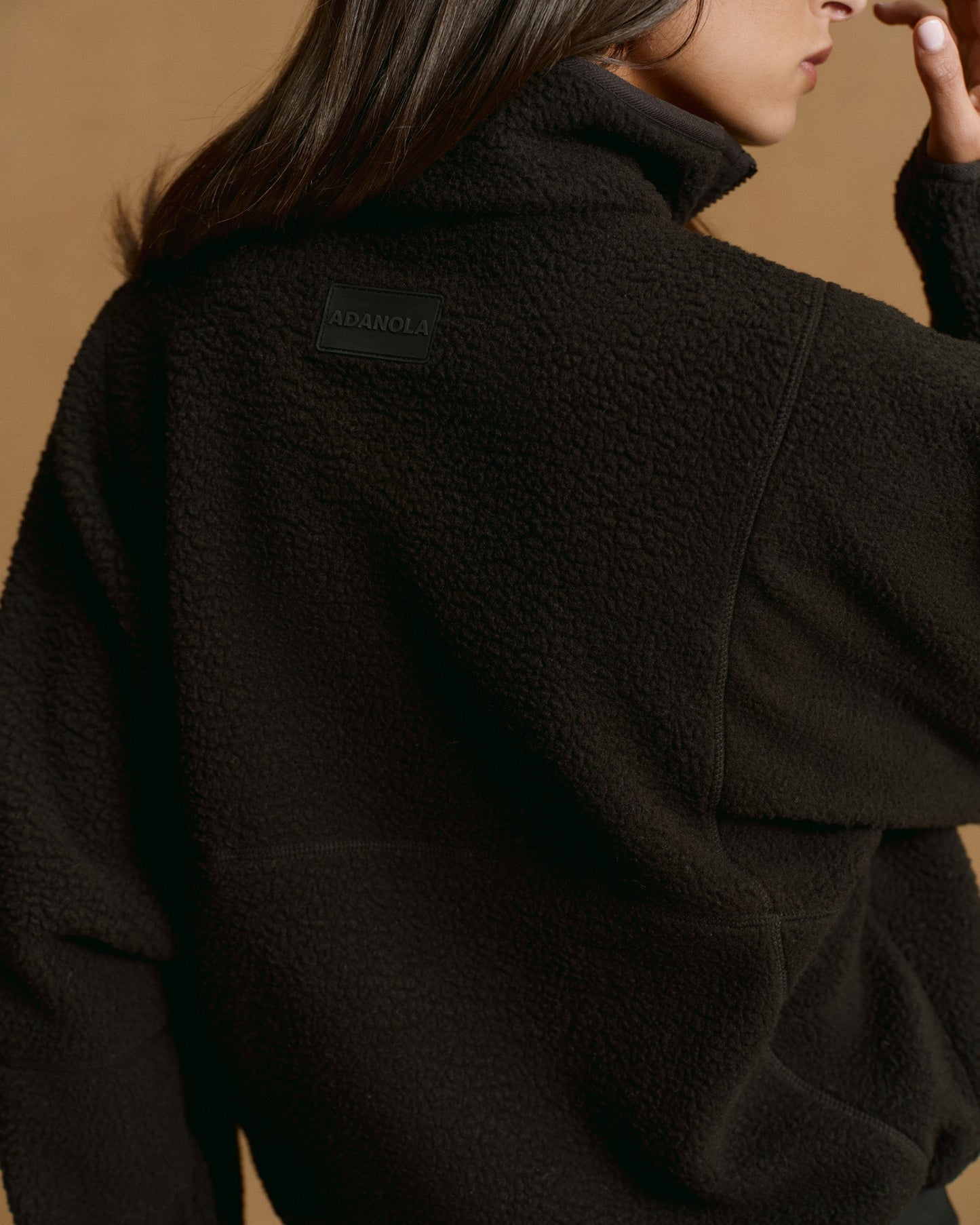 Seam Detail Quarter Zip Polar Fleece - Black