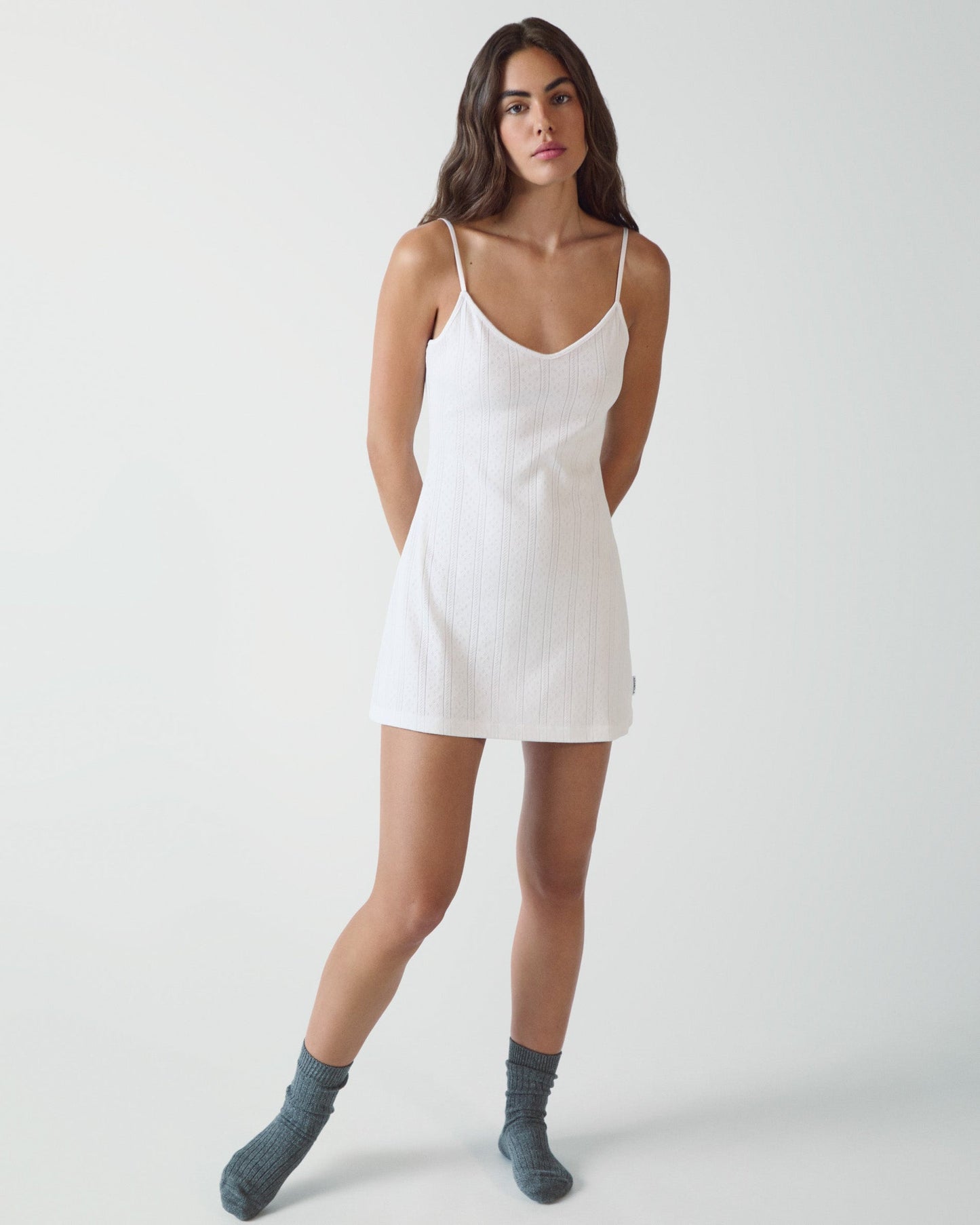 Pointelle Dress - White
