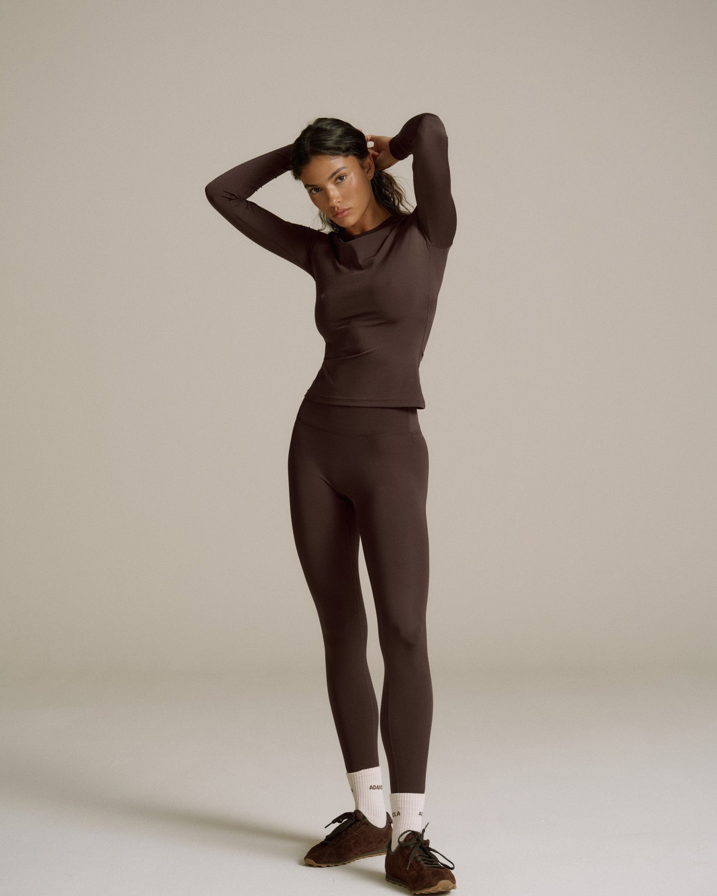 Ultimate Long Sleeve Seam Detail Top - Chocolate Brown