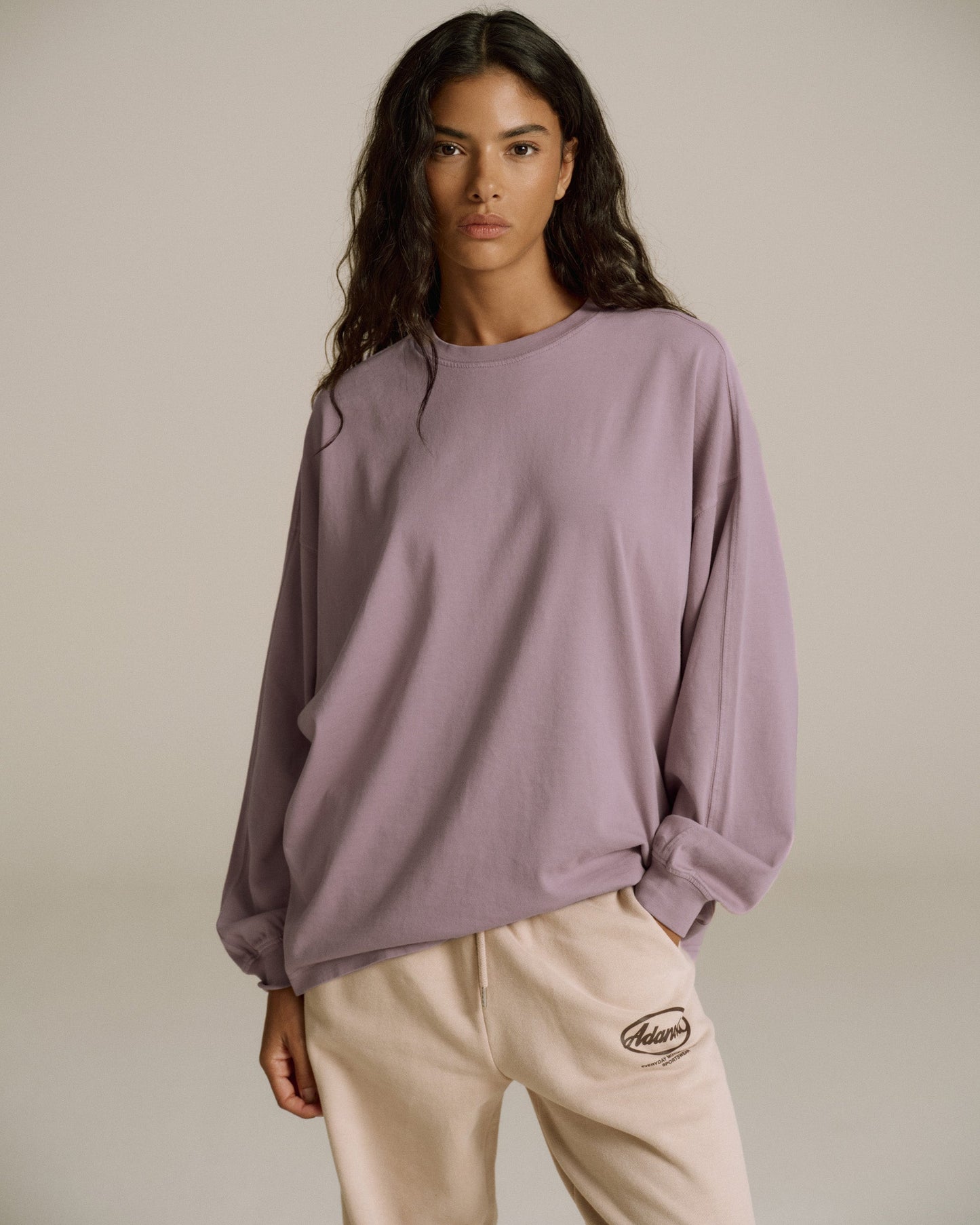 Washed Long Sleeve Oversized T-shirt - Dusk Purple