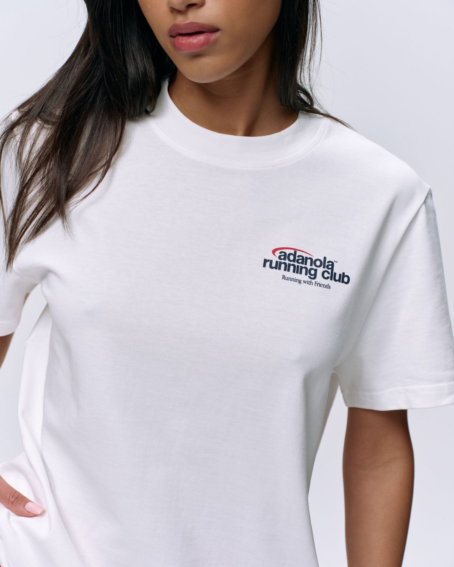 Adanola Running Short Sleeve Oversized T-shirt - White/Classic Red