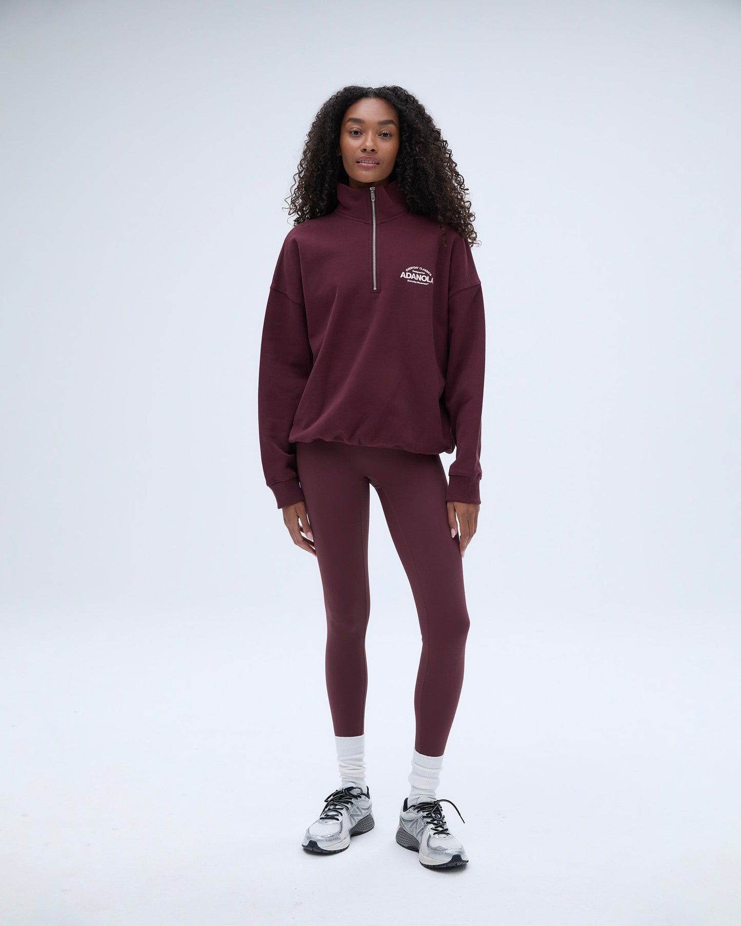 Classics Oversized Funnel Neck Zip Sweatshirt - Burgundy
