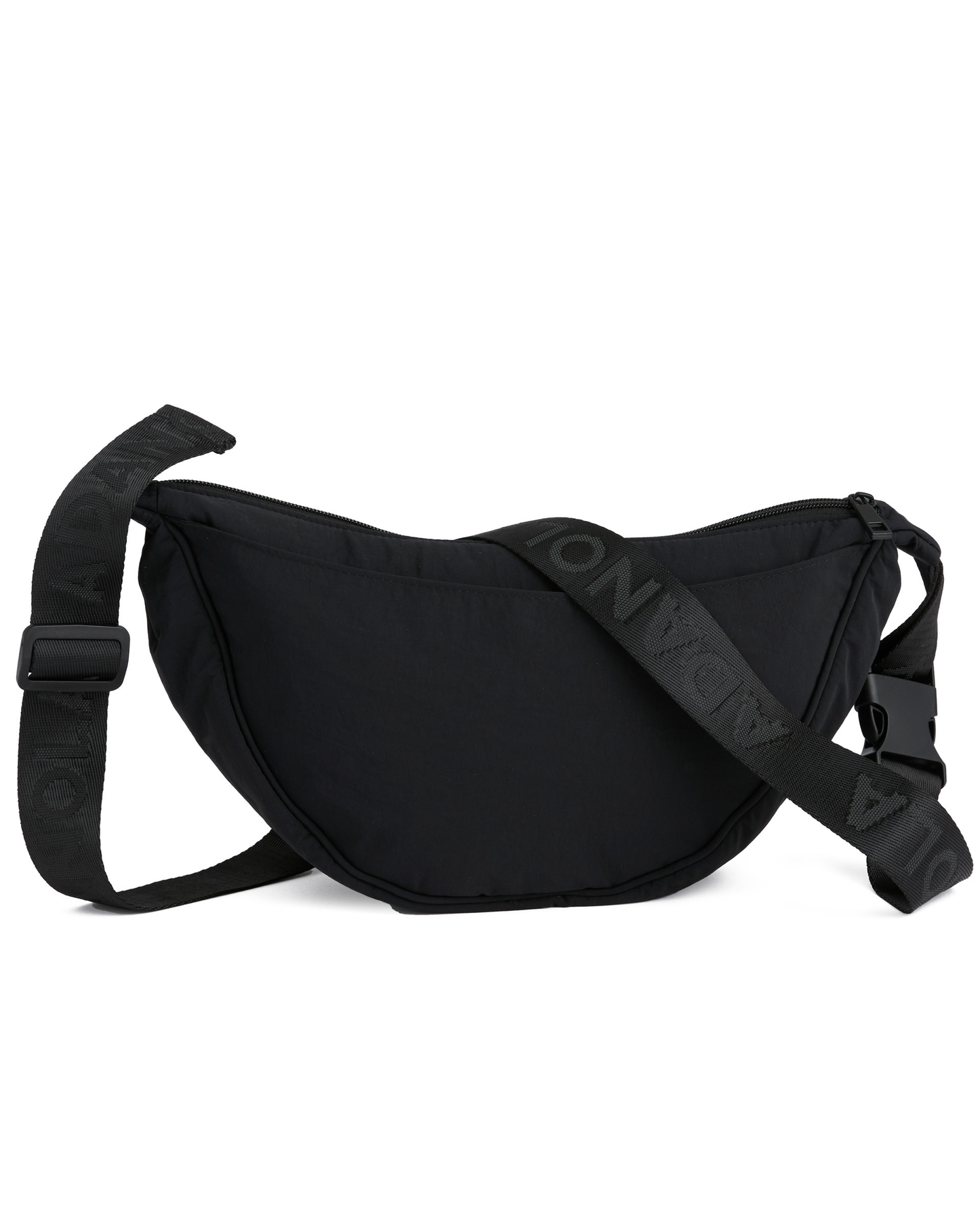 Branded Strap Crossbody Bag - Black