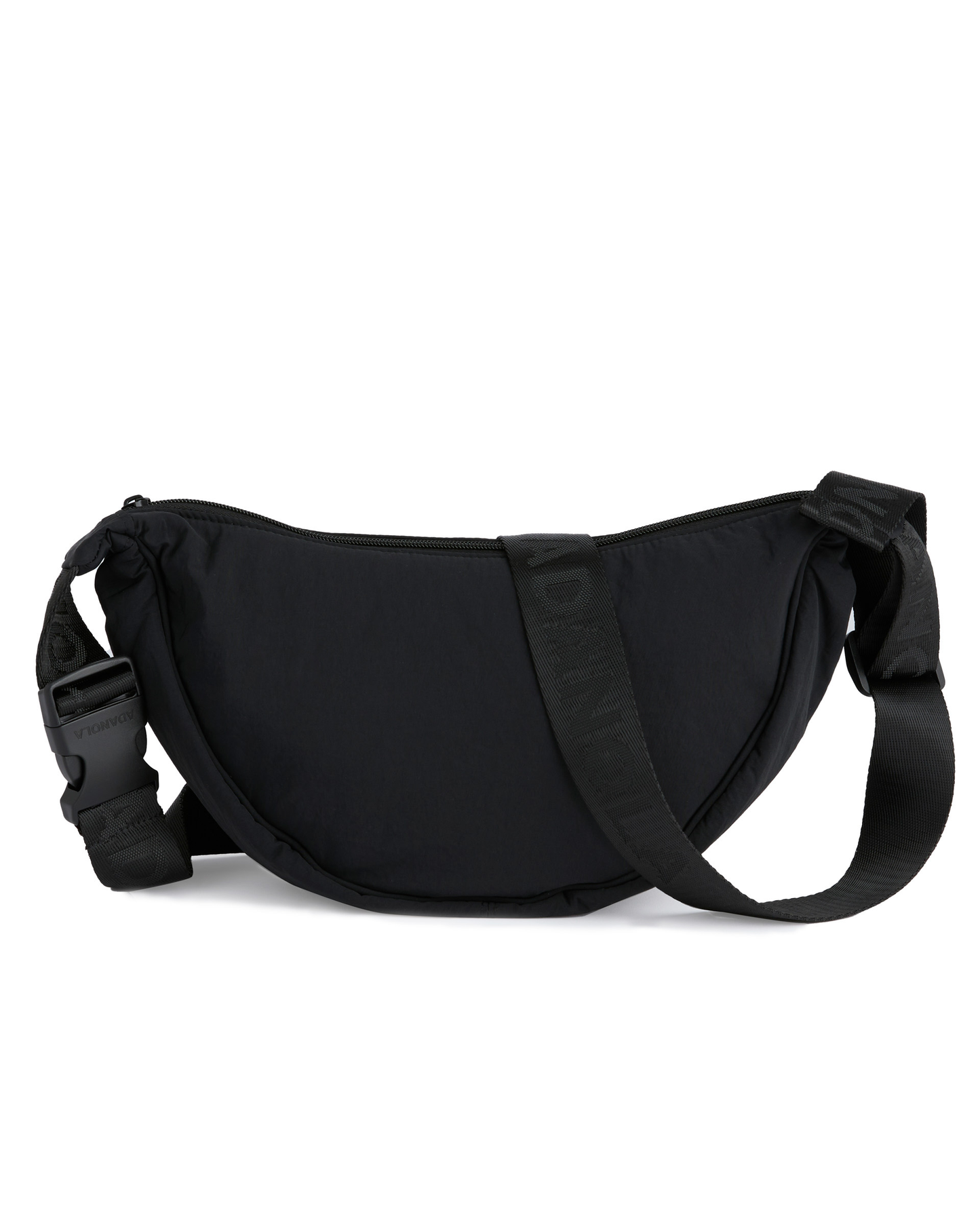 Branded Strap Crossbody Bag - Black