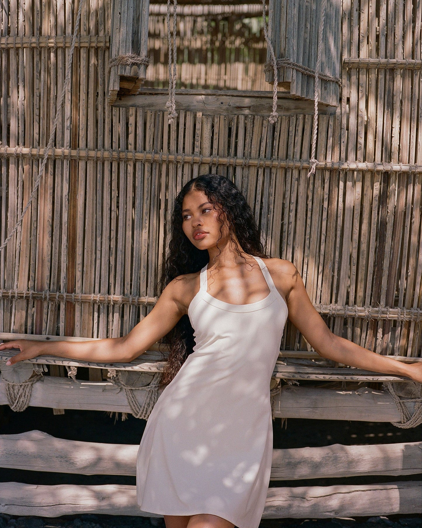 Wide Binding Racer Dress - Marshmallow White