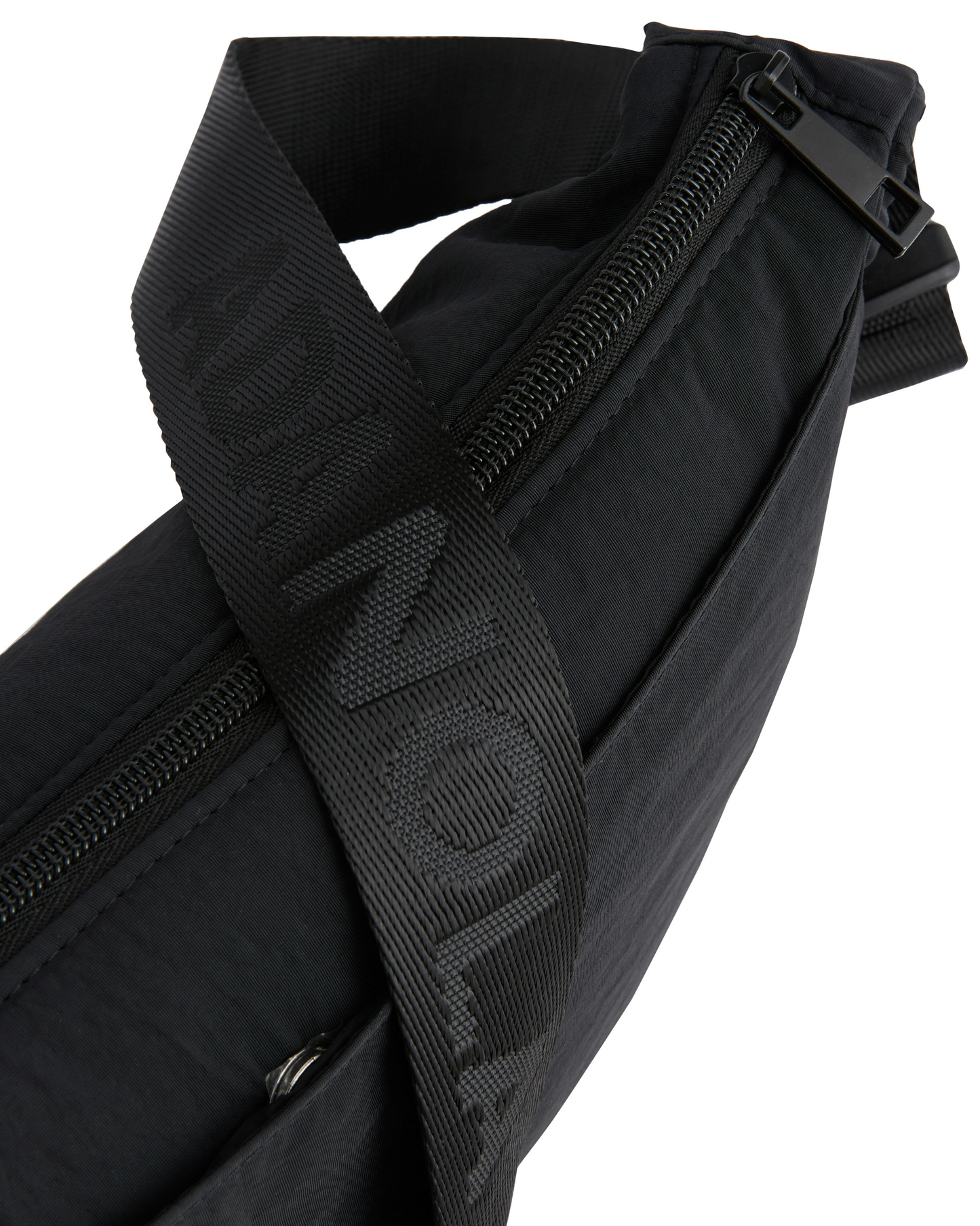 Branded Strap Crossbody Bag - Black