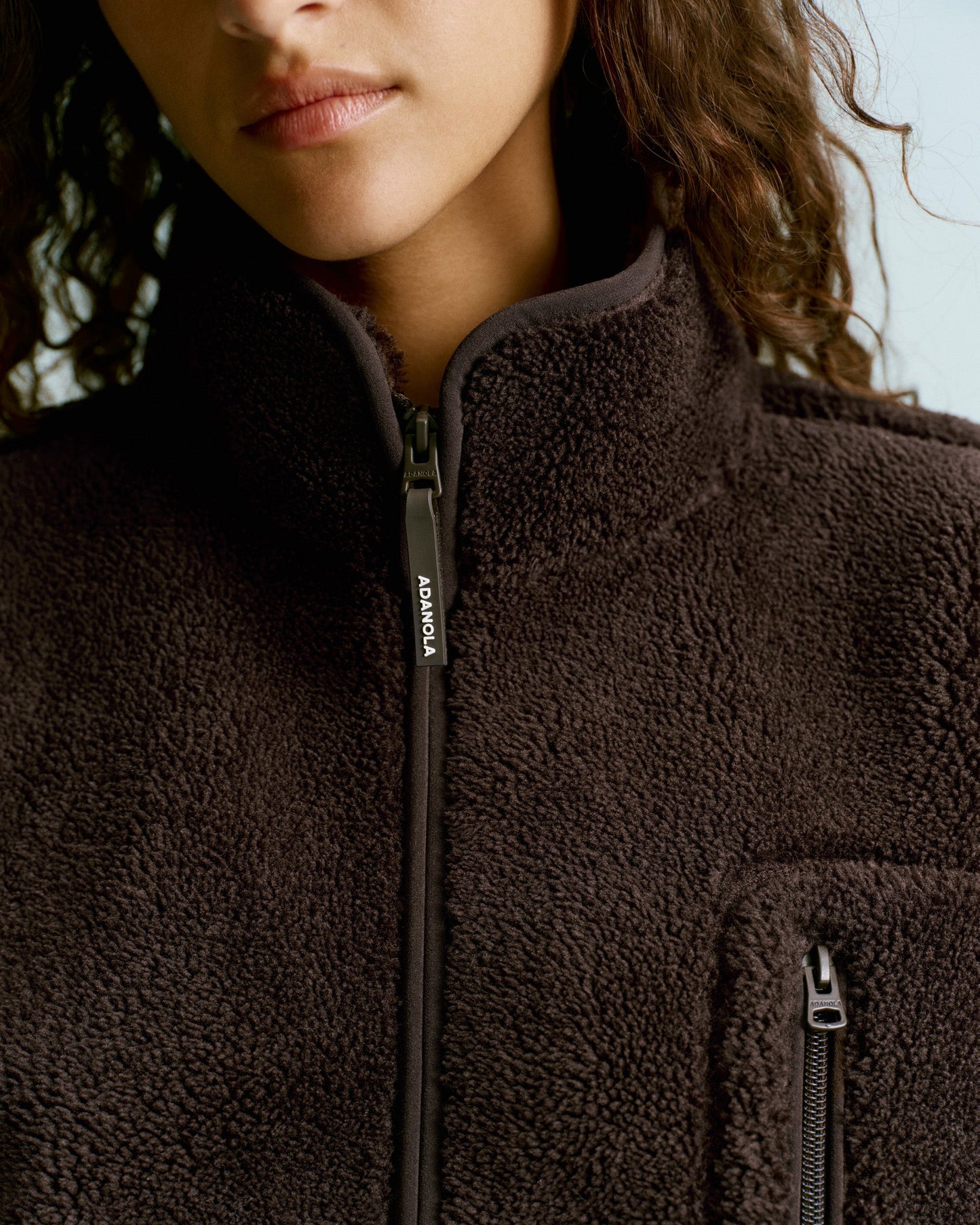 Oversized Pocket Zip Through Fleece - Coffee Bean