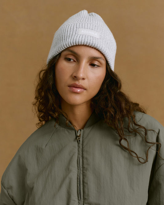 Knit Beanie - Light Grey Melange