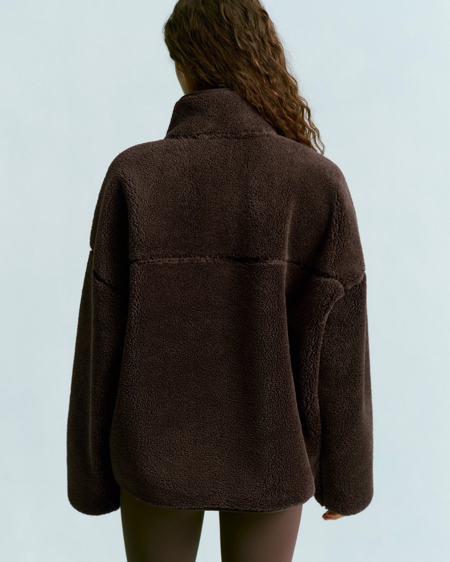 Oversized Pocket Zip Through Fleece - Coffee Bean
