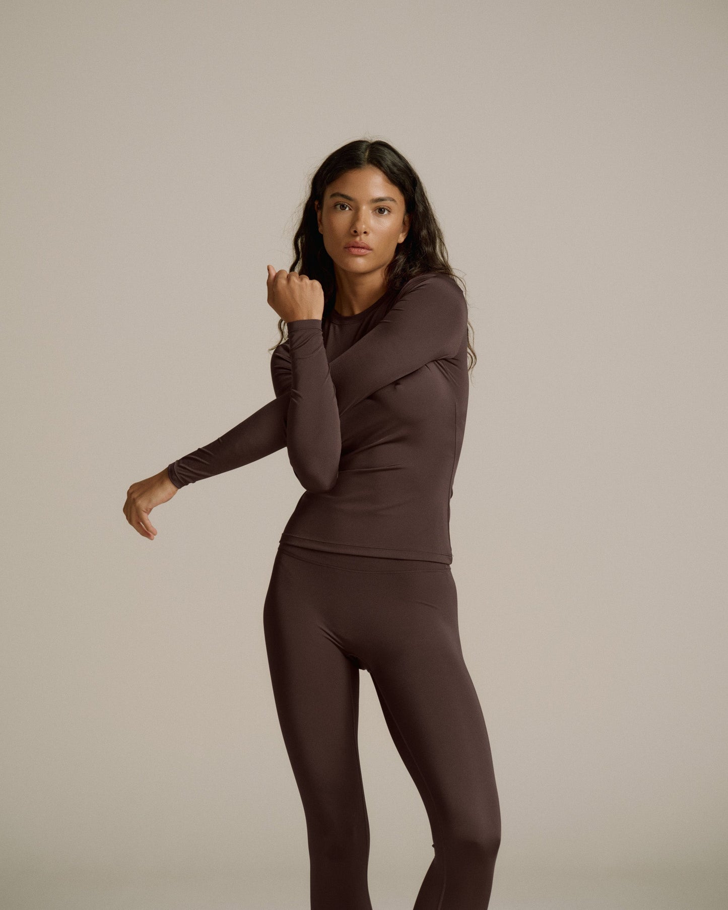 Ultimate Gloss Long Sleeve Top - Chocolate Brown