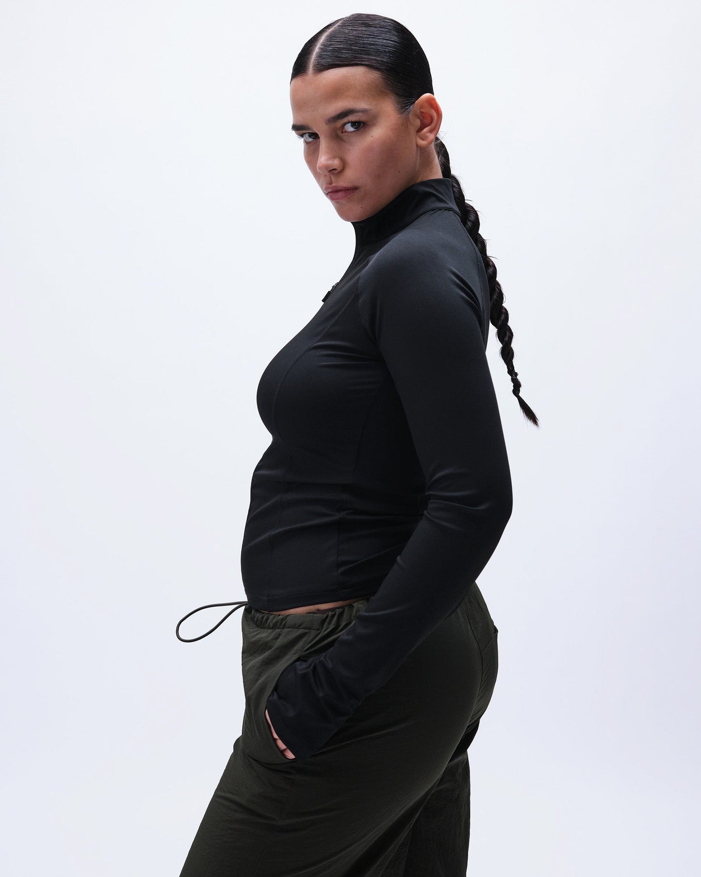 Ultimate Long Sleeve Zip Up Top - Black