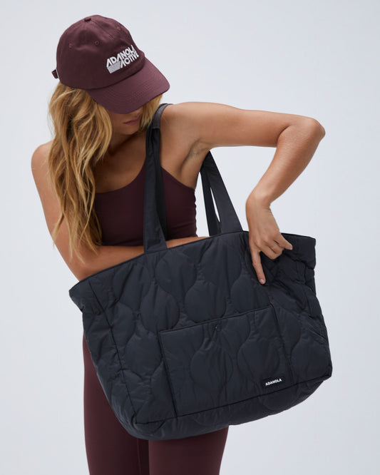 Quilted Nylon Tote Bag - Slate Grey