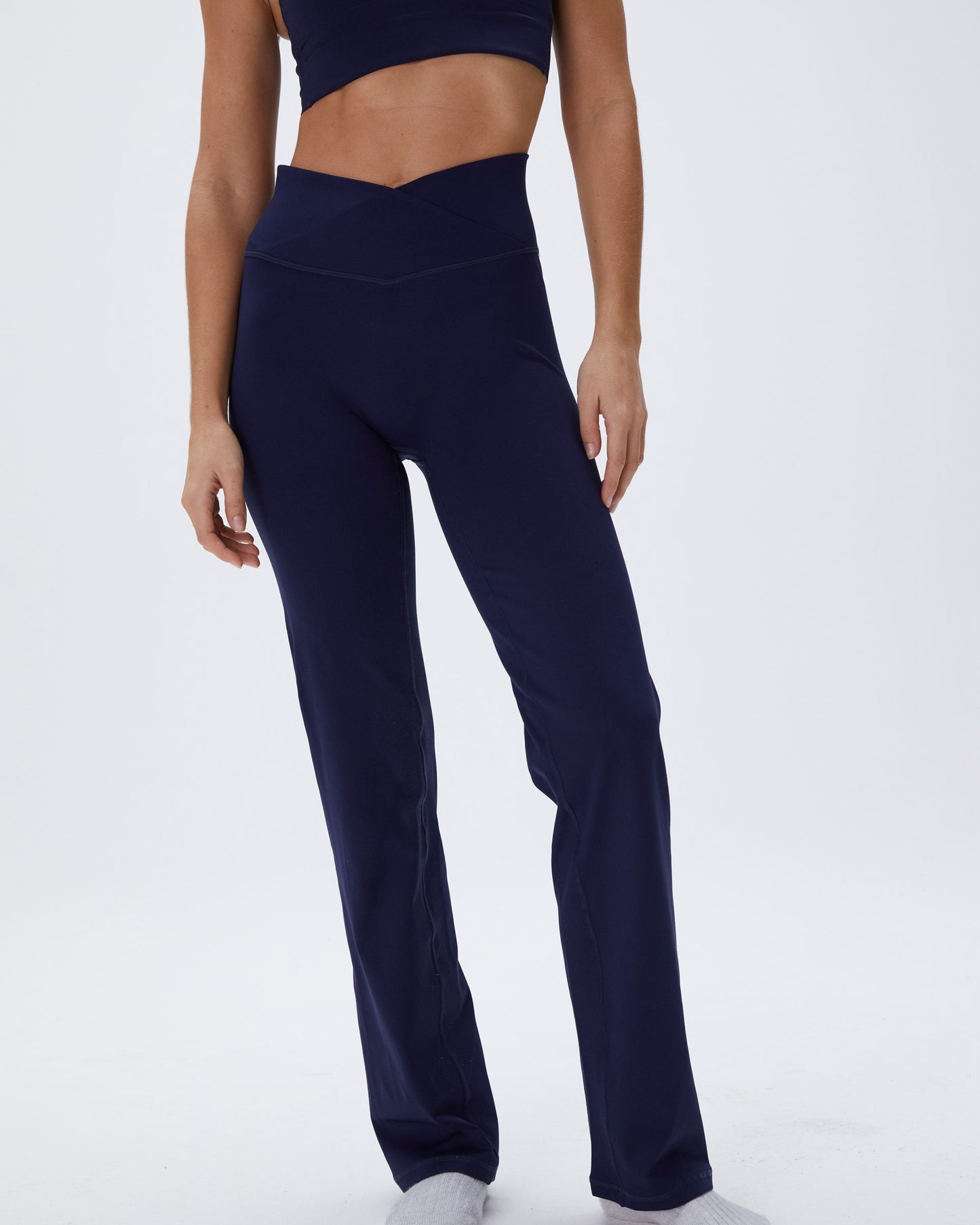 Wrap Over Yoga Pant - Navy Blue