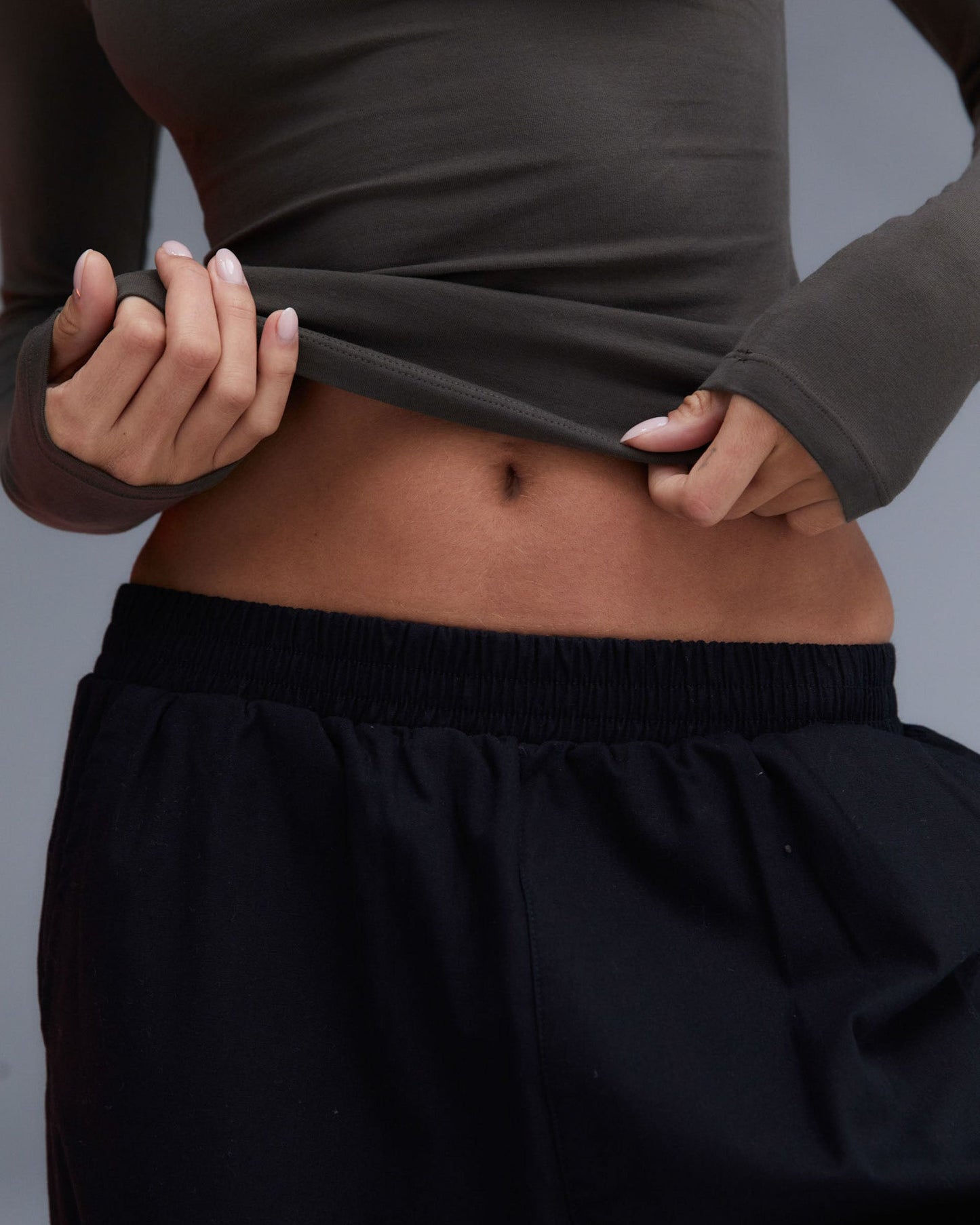 Cotton Long Sleeve Top - Forest Brown