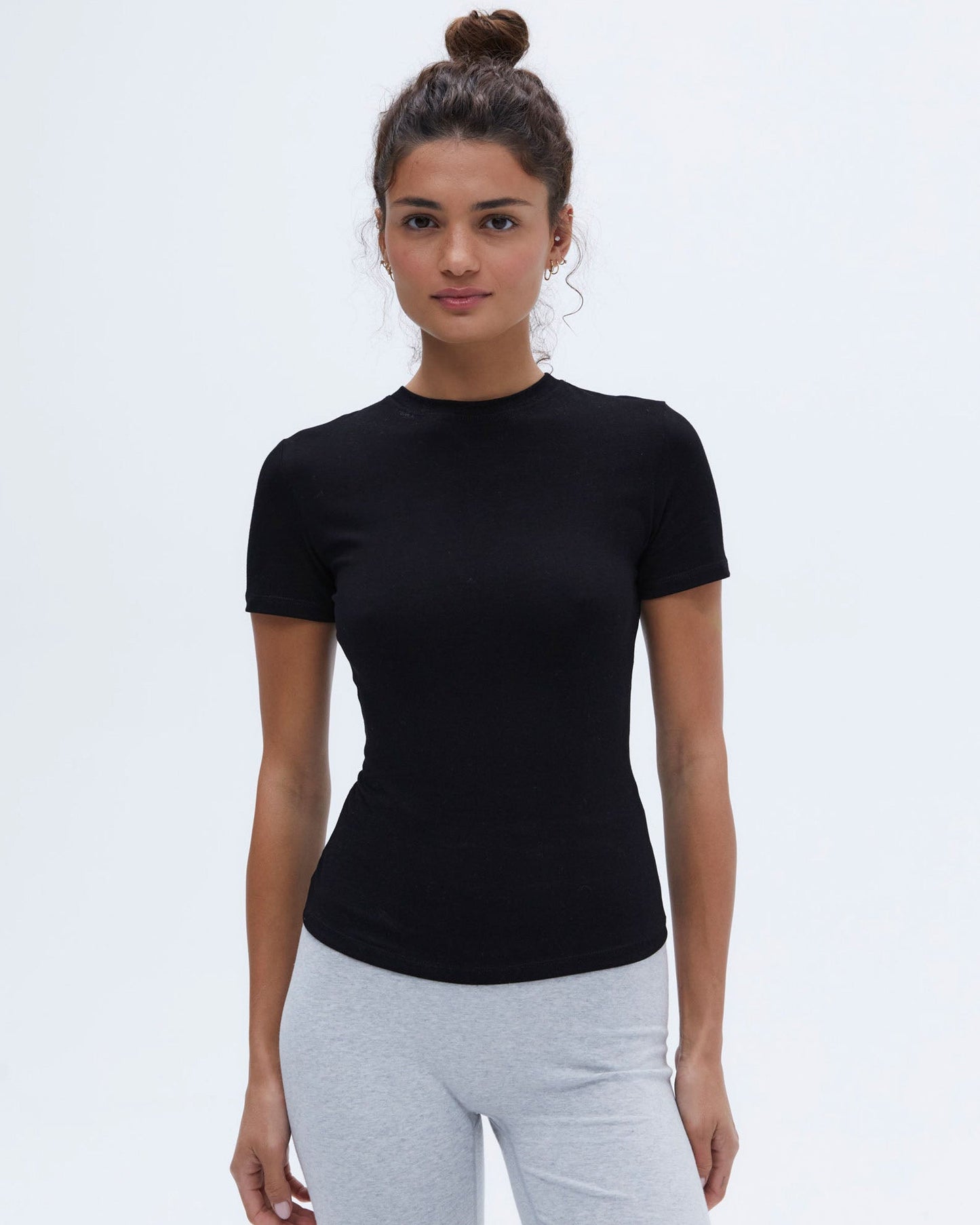 Cotton Short Sleeve Top - Black