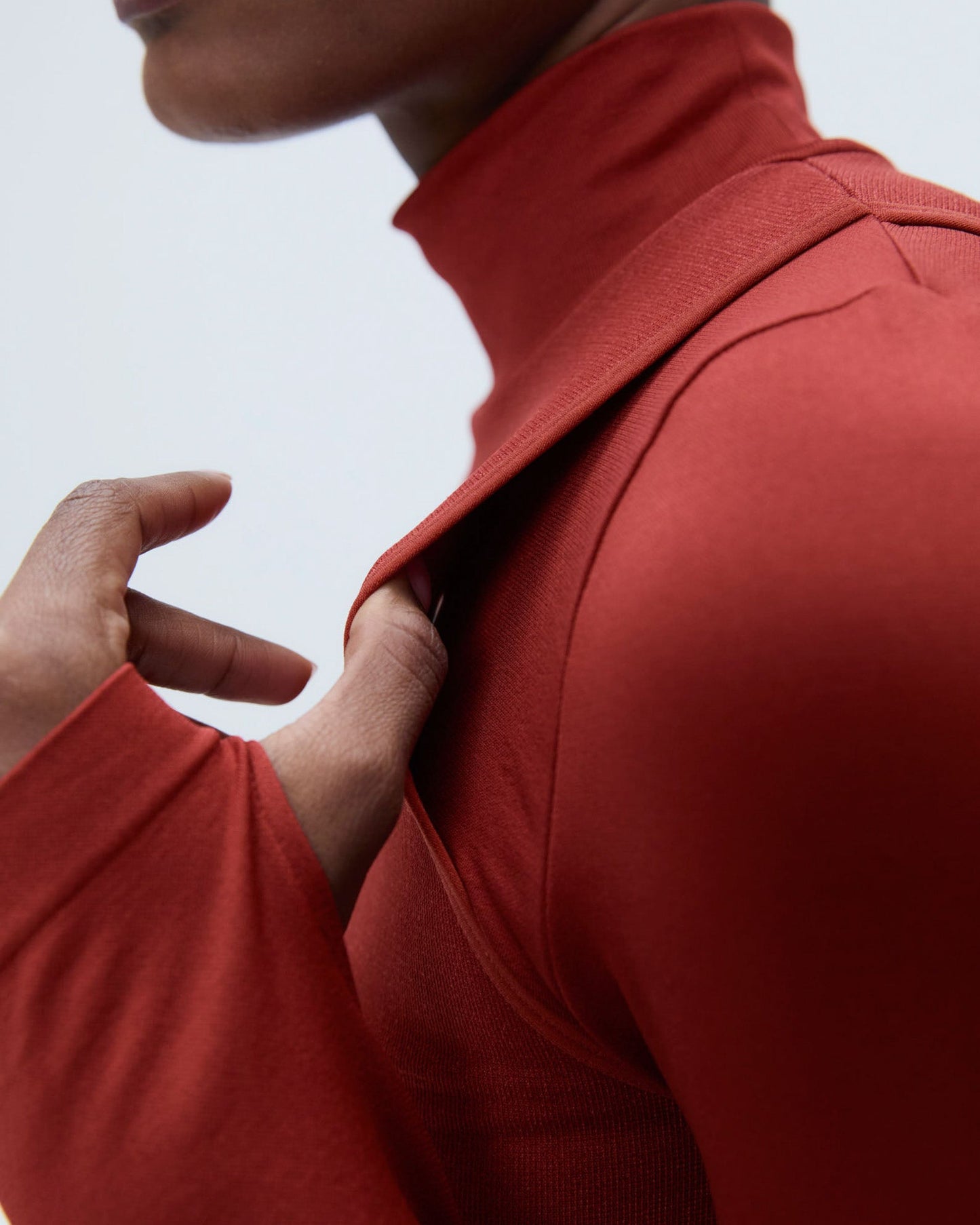 Seamless Base Layer Overlay Long Sleeve Top - Red