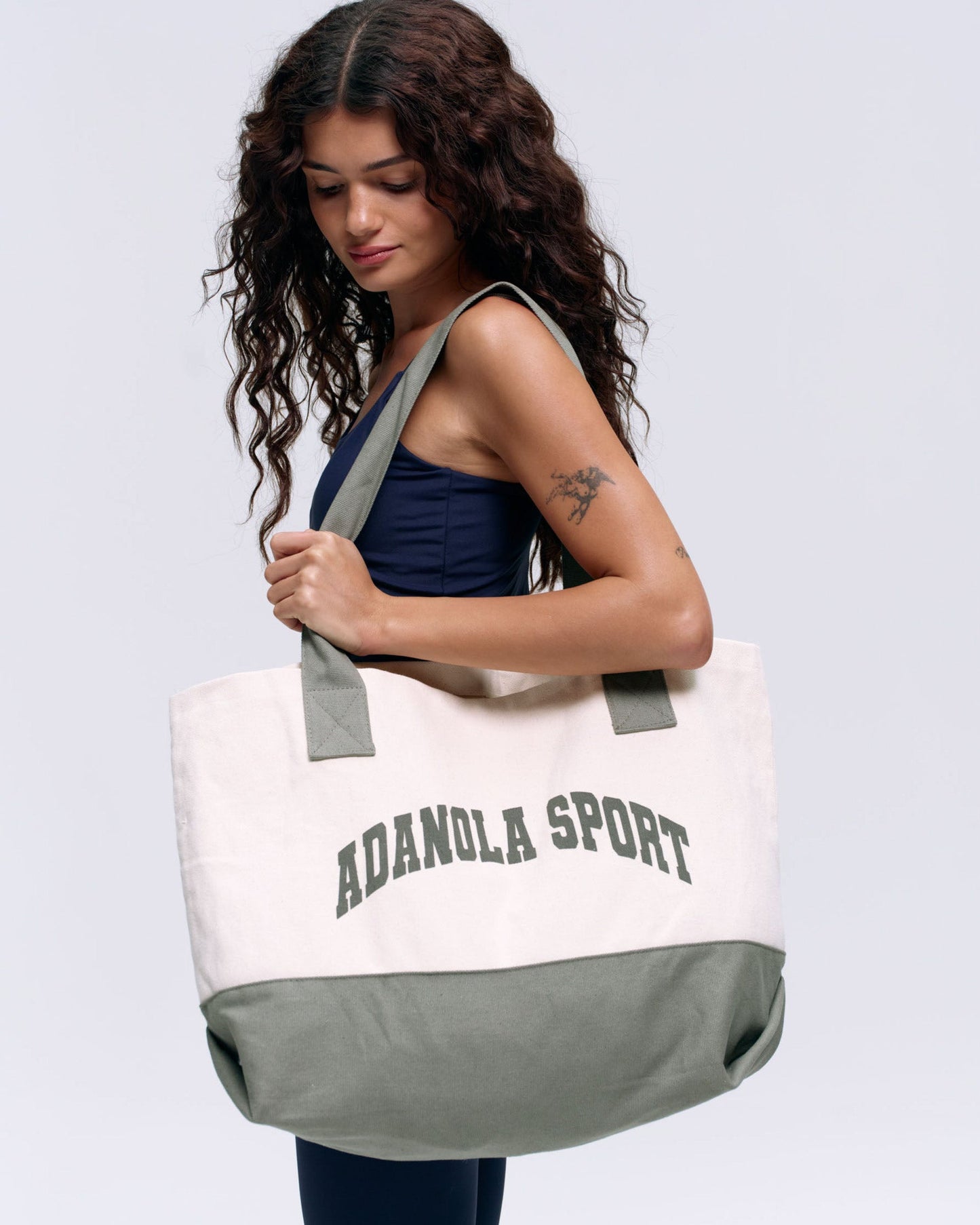 Adanola Sport Branded Tote - Cream/Olive