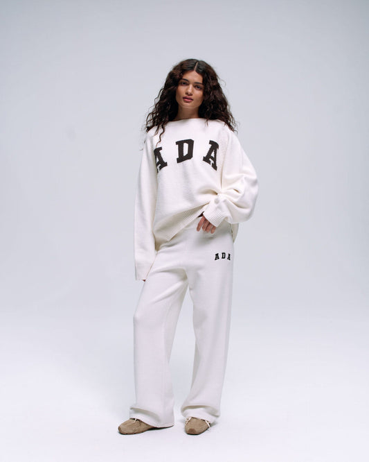 ADA Knit Straight Leg Sweatpants - Cream/Coffee Bean