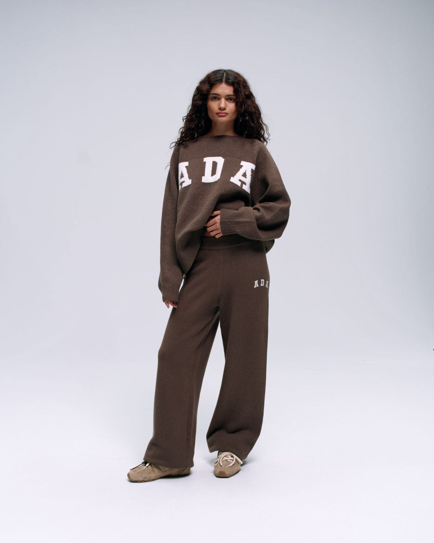 ADA Knit Straight Leg Sweatpants - Dark Cocoa Brown/Cream