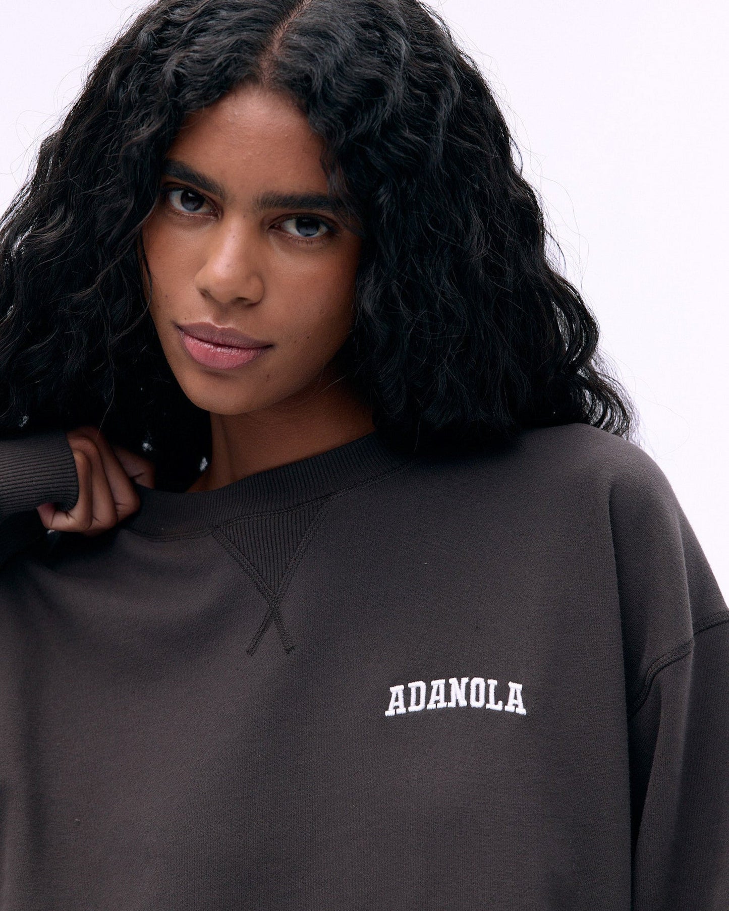 Varsity Loose Fit Sweatshirt - Coffee Bean/Marshmallow White