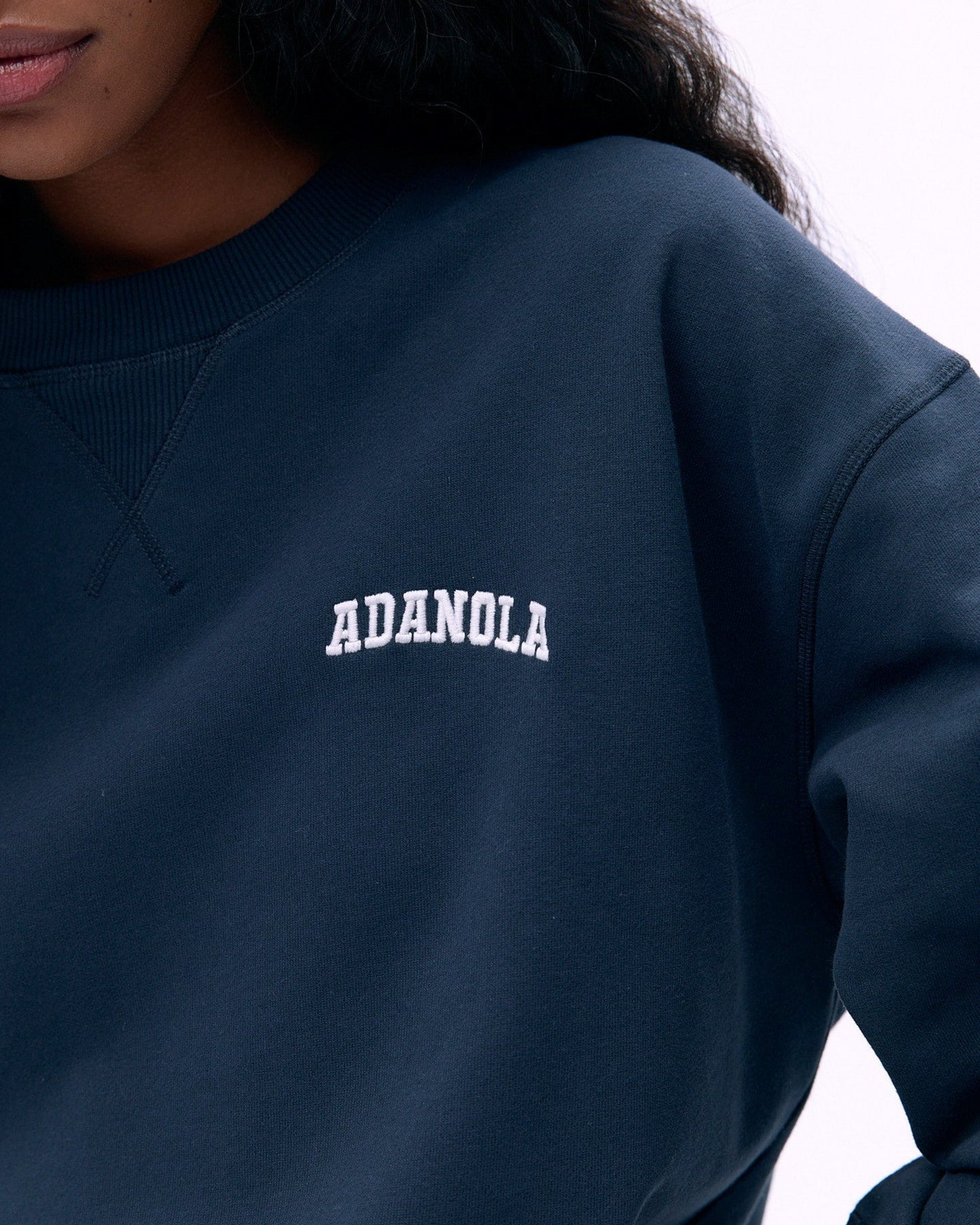 Varsity Loose Fit Sweatshirt - Midnight Blue/Marshmallow White