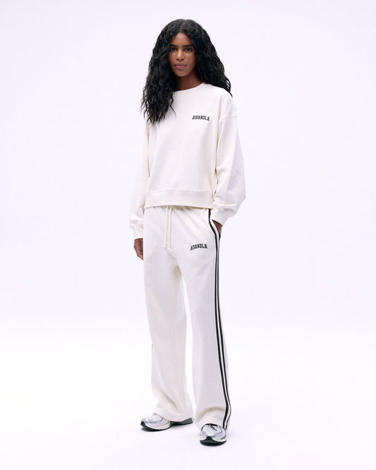 Varsity Loose Fit Sweatpants - Marshmallow White/Coffee Bean