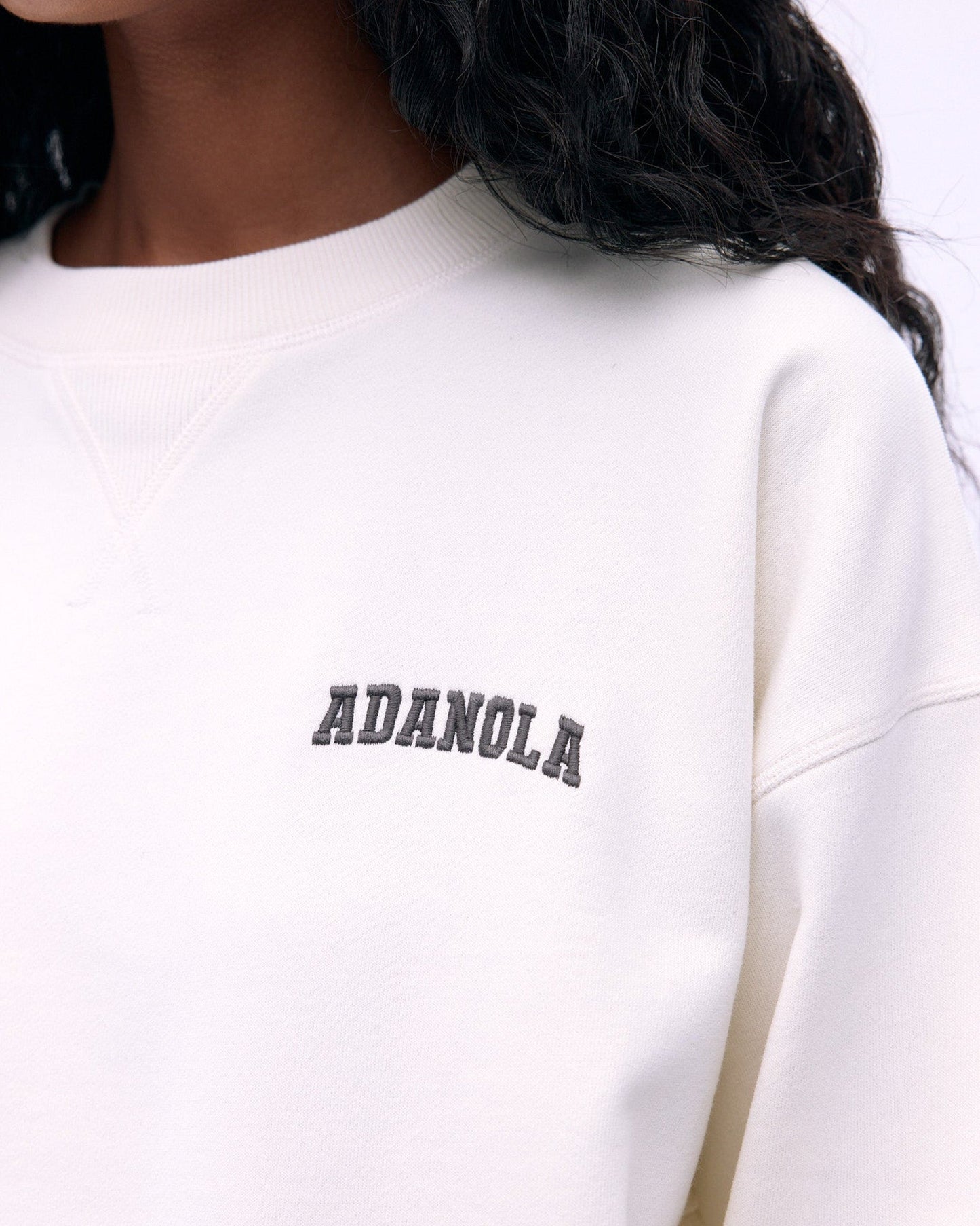 Varsity Loose Fit Sweatshirt - Marshmallow White/Coffee Bean