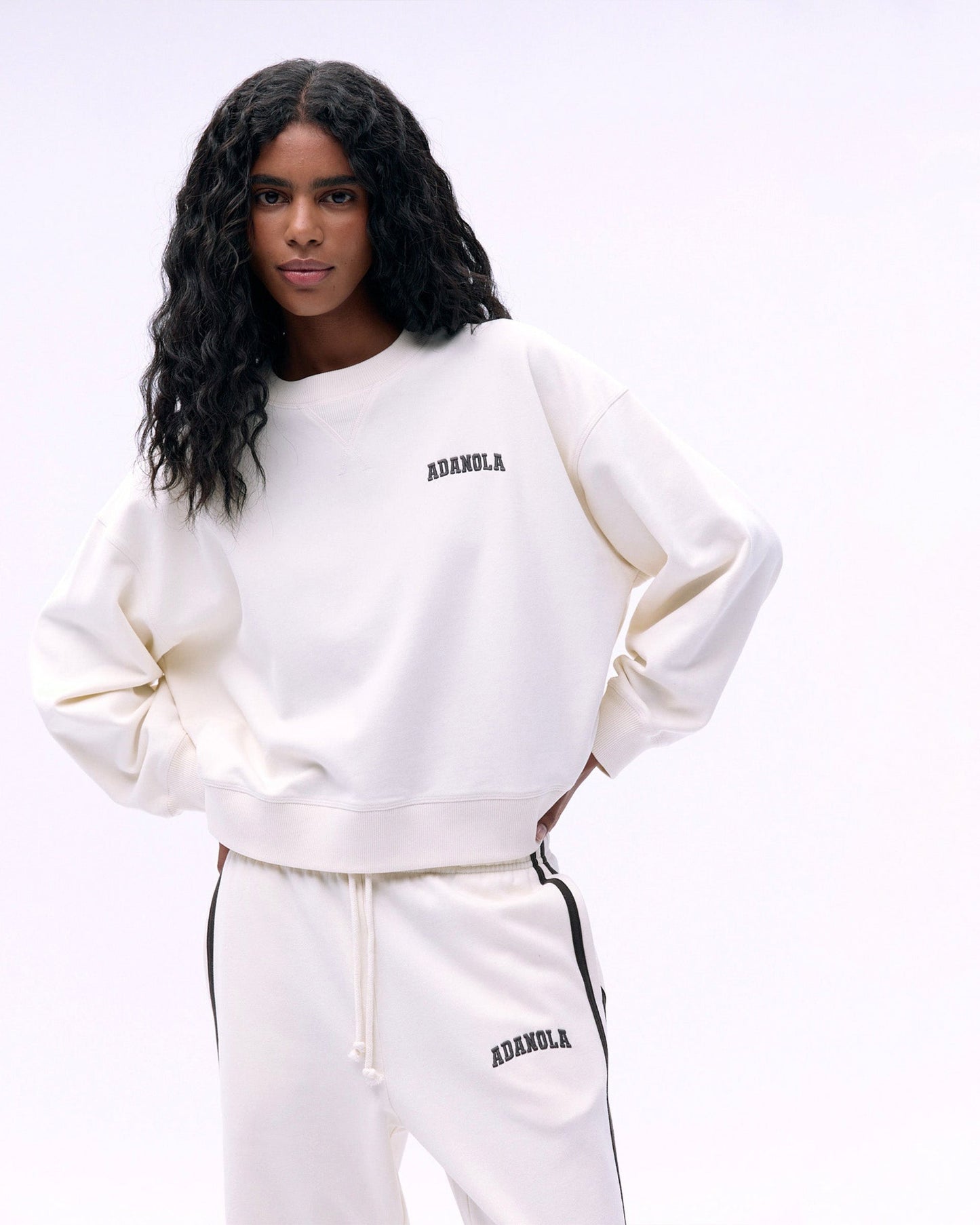 Varsity Loose Fit Sweatshirt - Marshmallow White/Coffee Bean