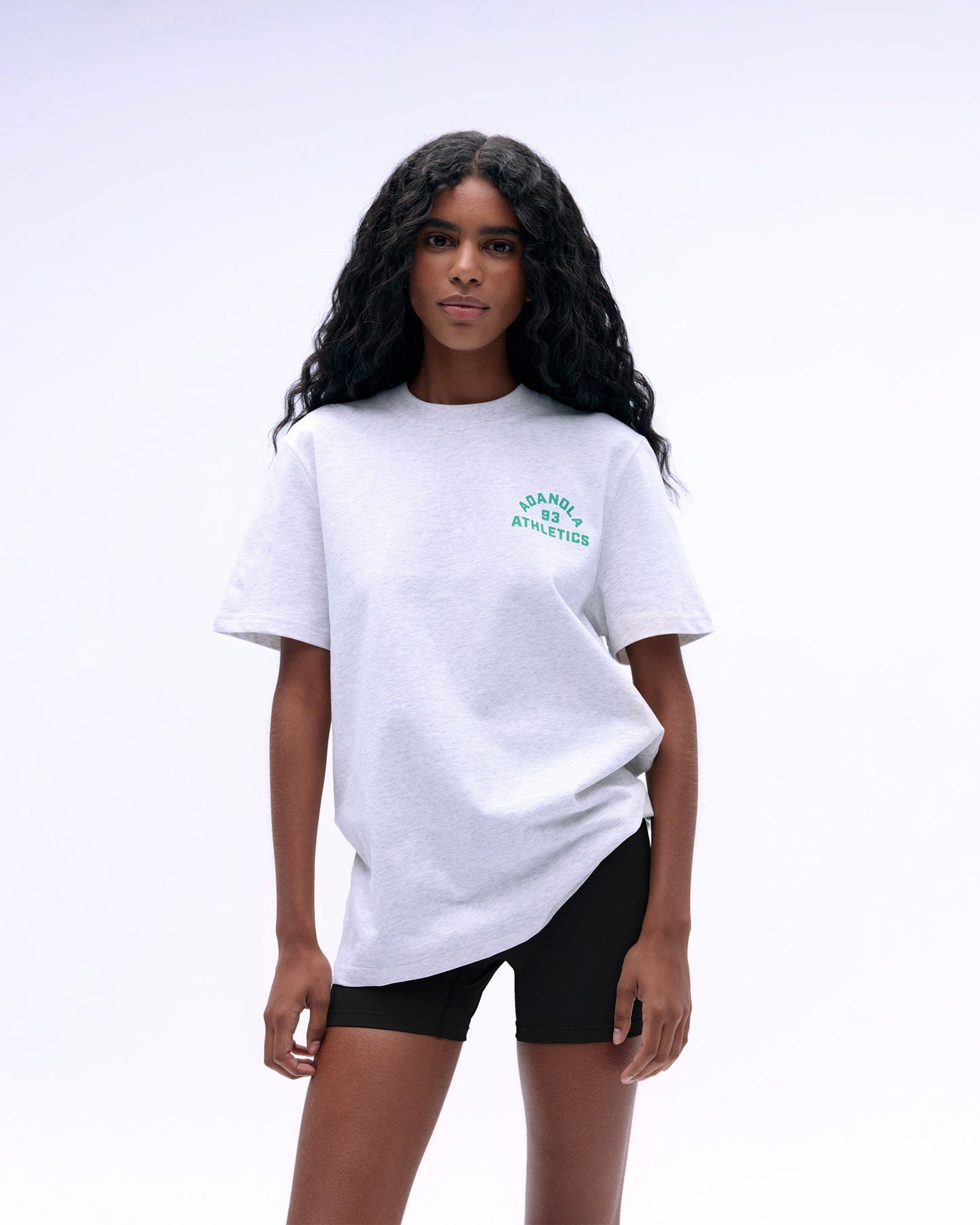 Campus Short Sleeve Oversized T-shirt - Light Grey Melange/Jade Green