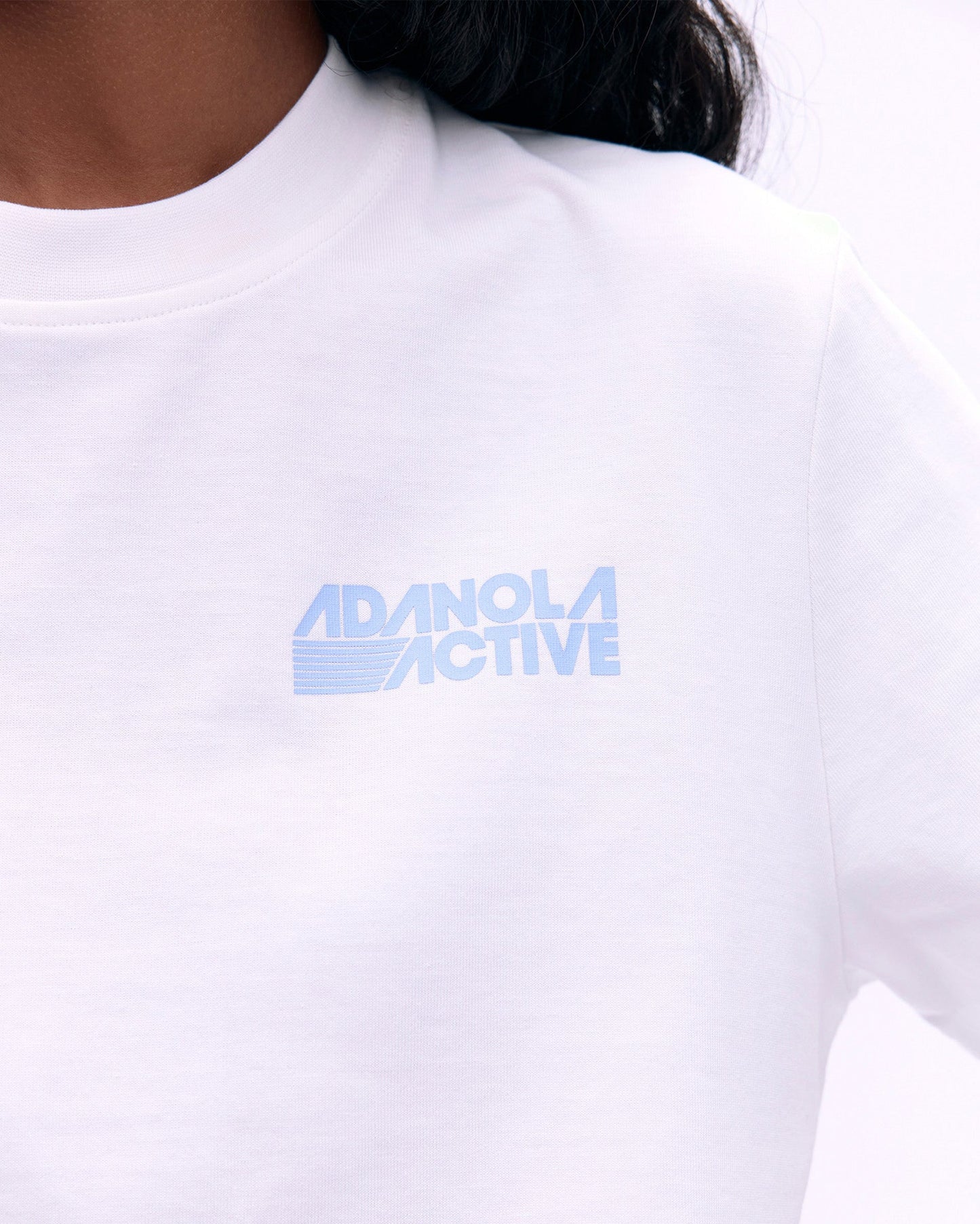 Adanola Active Short Sleeve Oversized T-shirt - White/Powder Blue