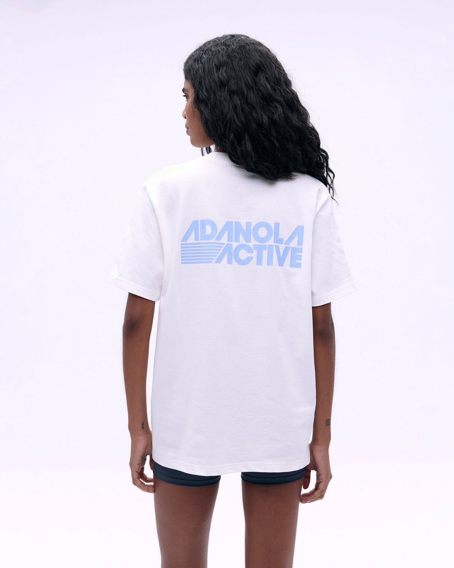 Adanola Active Short Sleeve Oversized T-shirt - White/Powder Blue