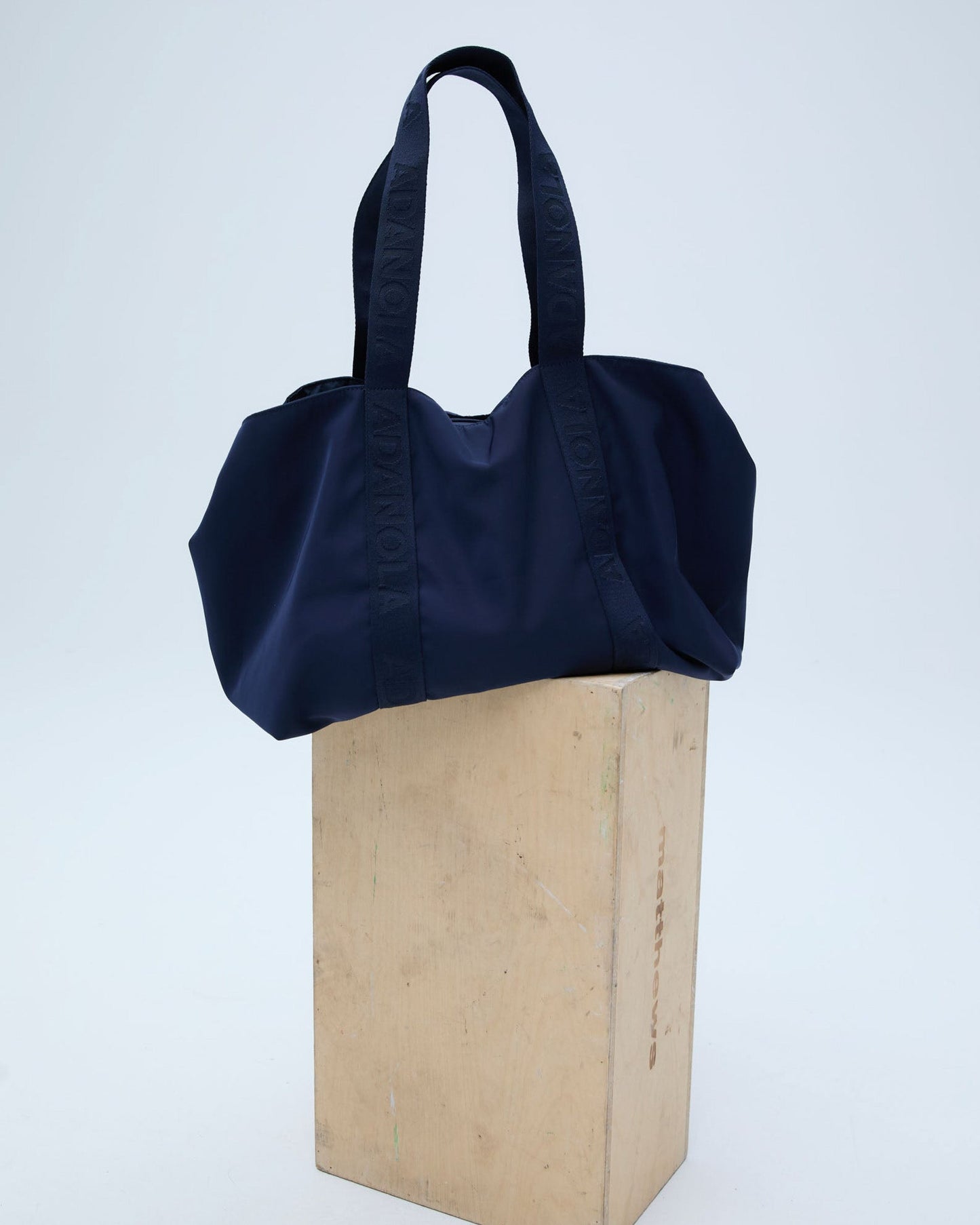 Nylon Zip Tote Bag - Navy Blue