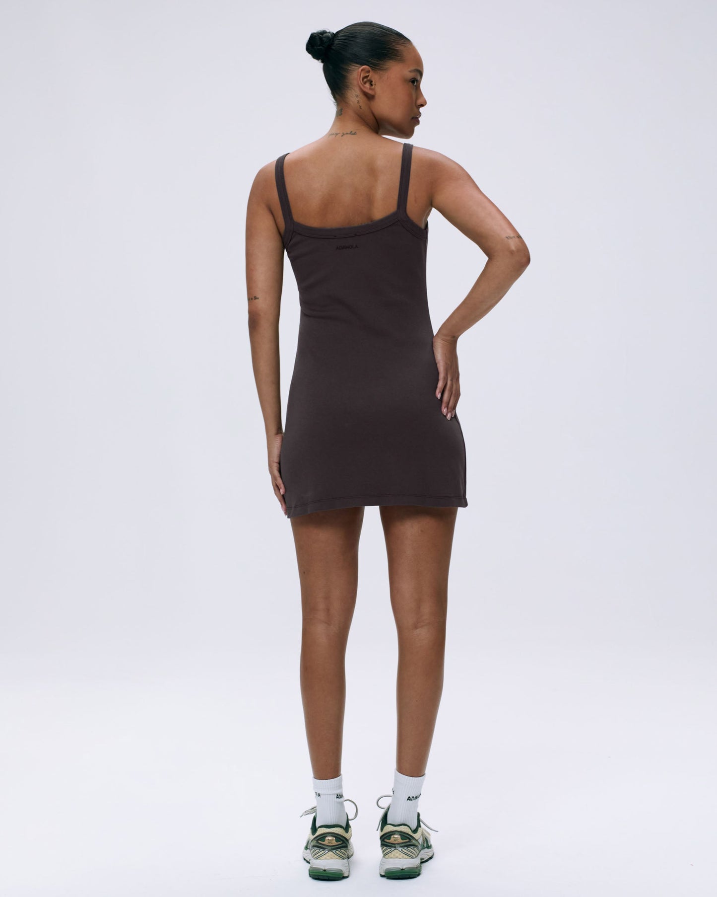 Rib Wide Binding Mini Dress - Coffee Bean