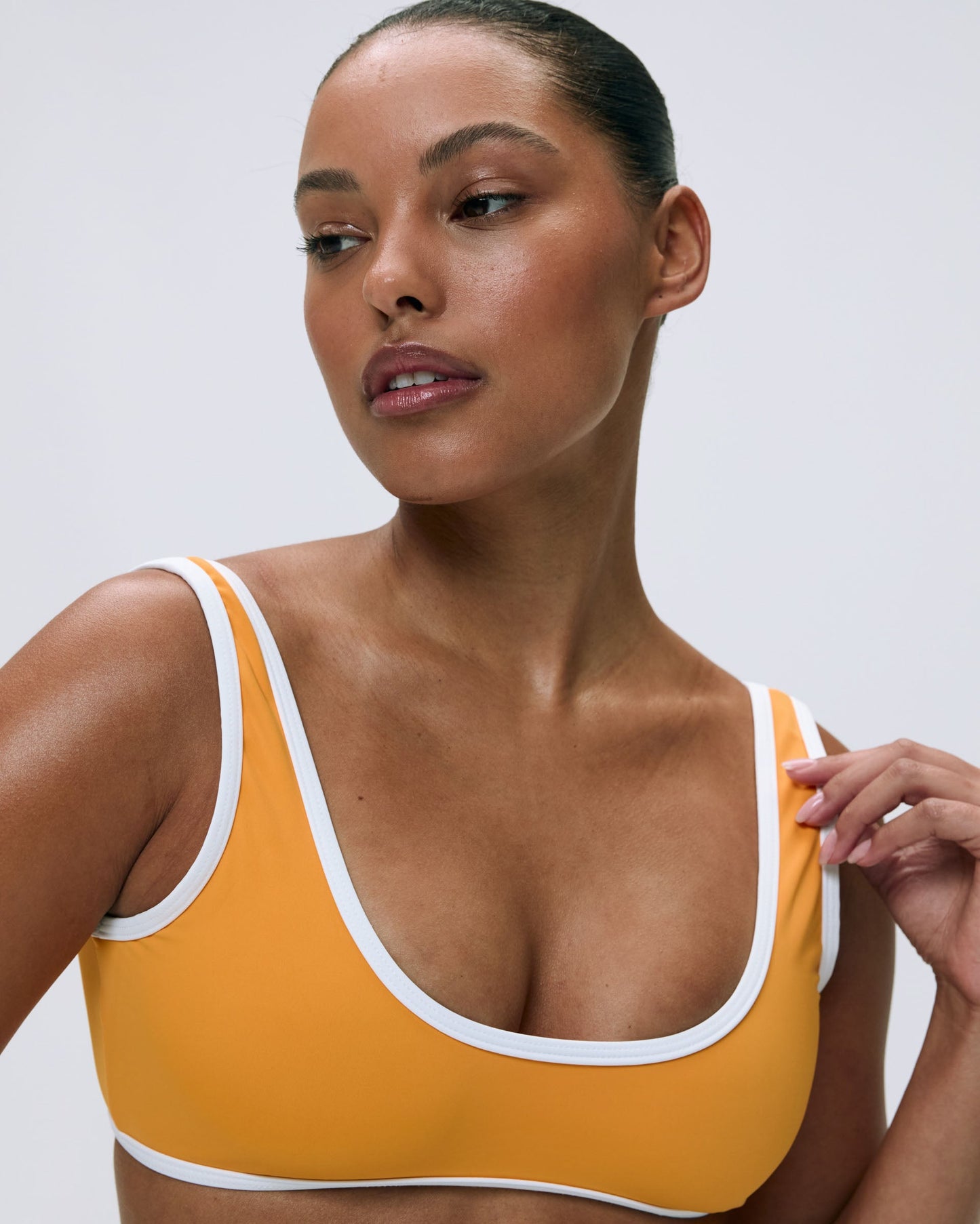 Contrast Scoop Bikini Top - Mango Orange/Marshmallow White