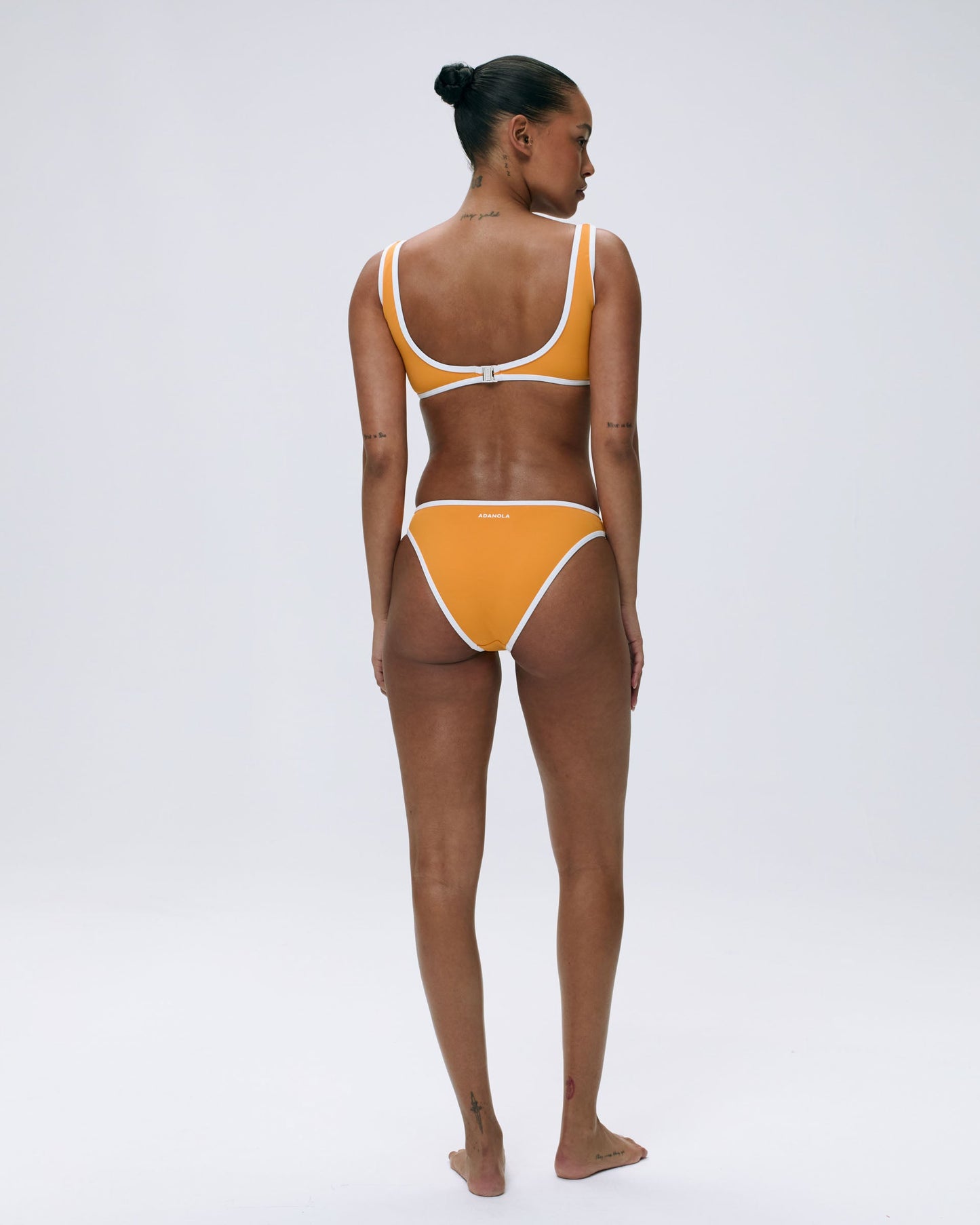 Contrast Scoop Bikini Top - Mango Orange/Marshmallow White