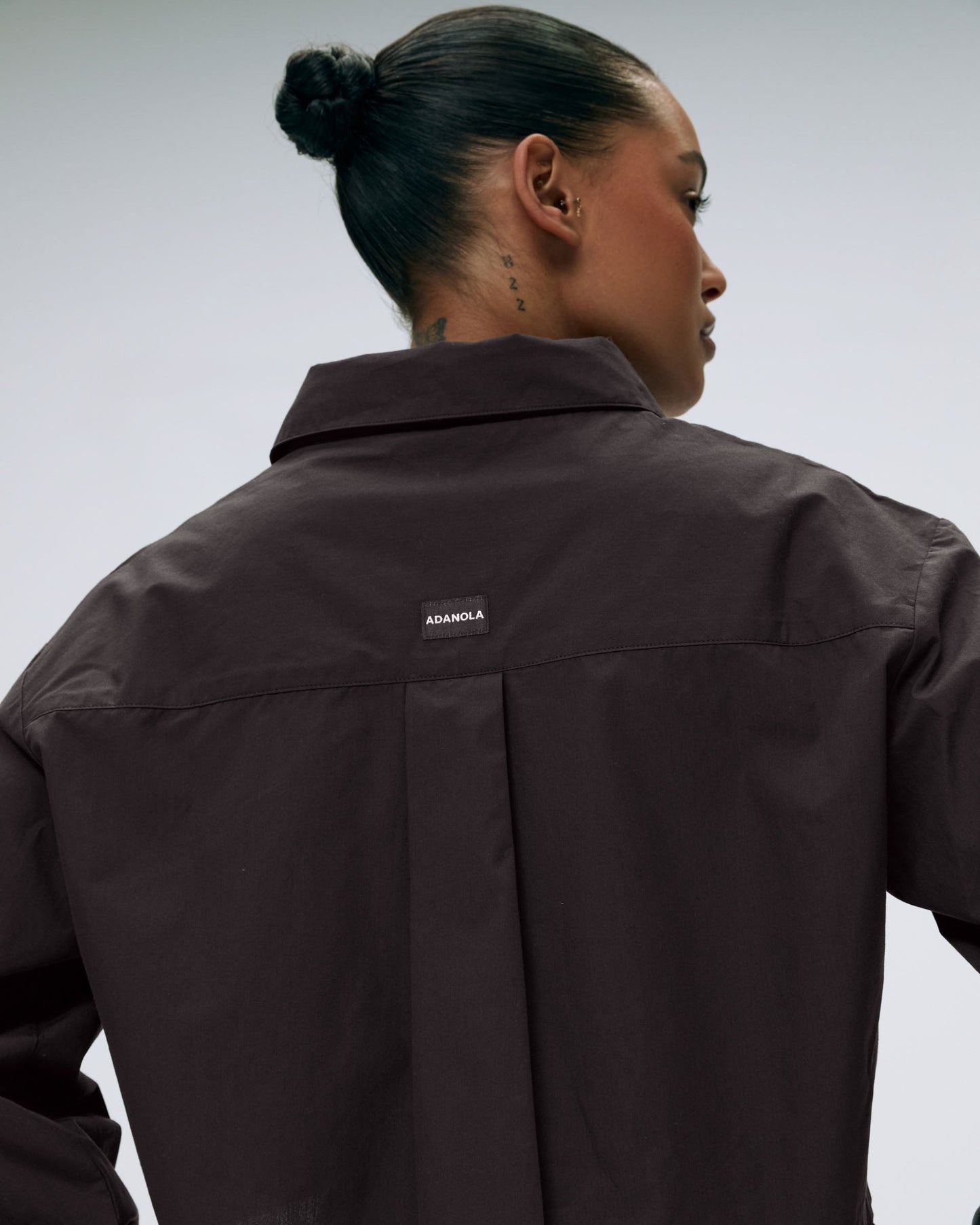 Cotton Cropped Shirt - Coffee Bean