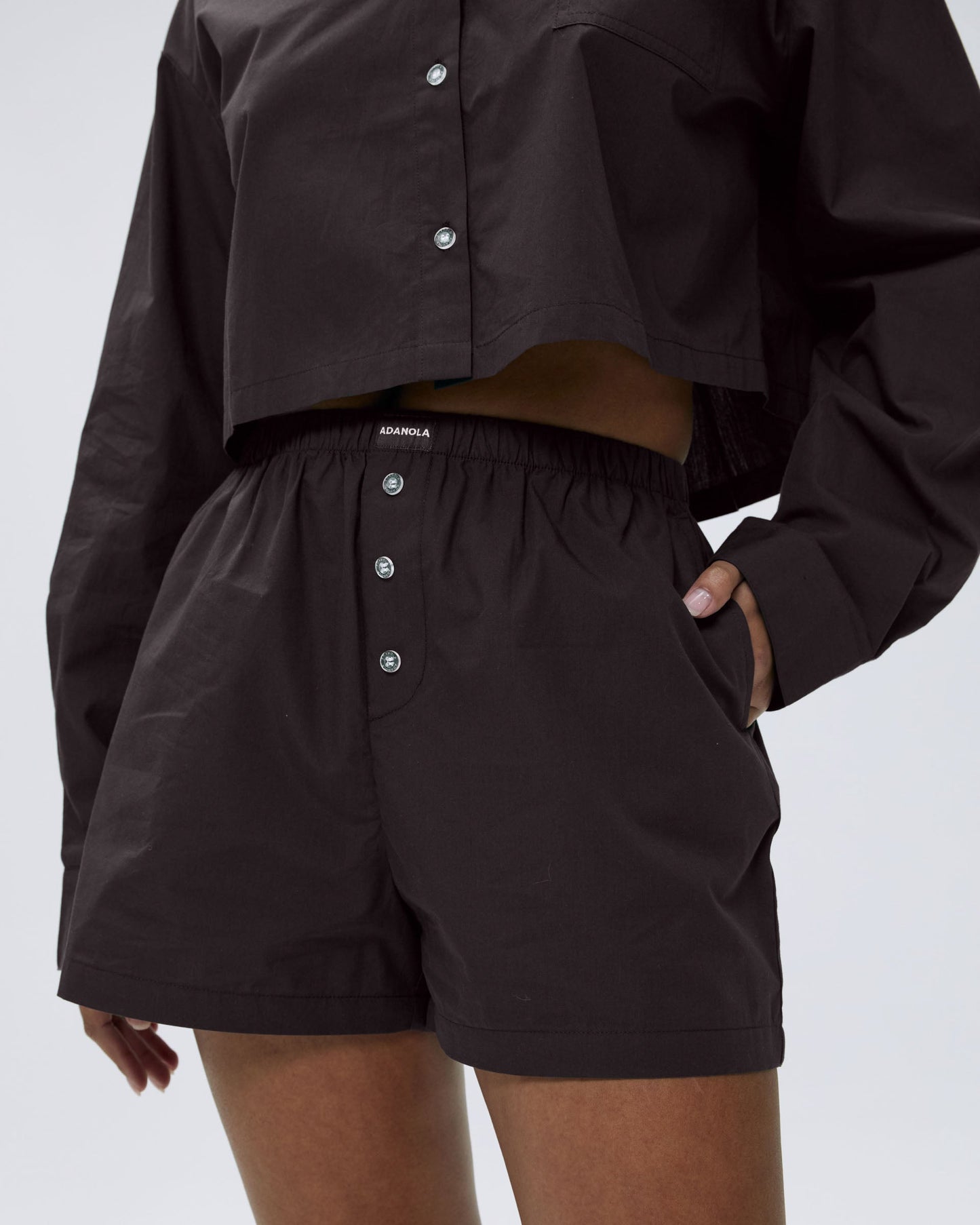 Cotton Boxer Shorts - Coffee Bean