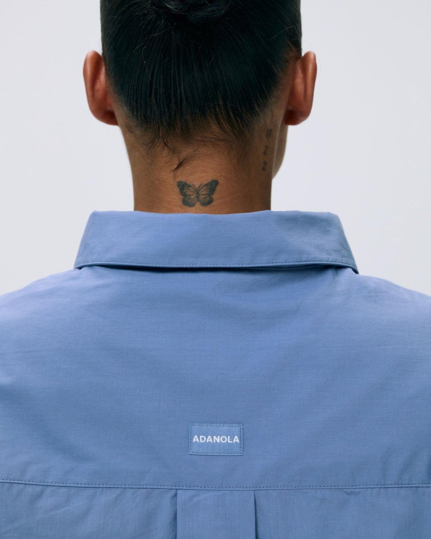 Cotton Cropped Shirt - Blue