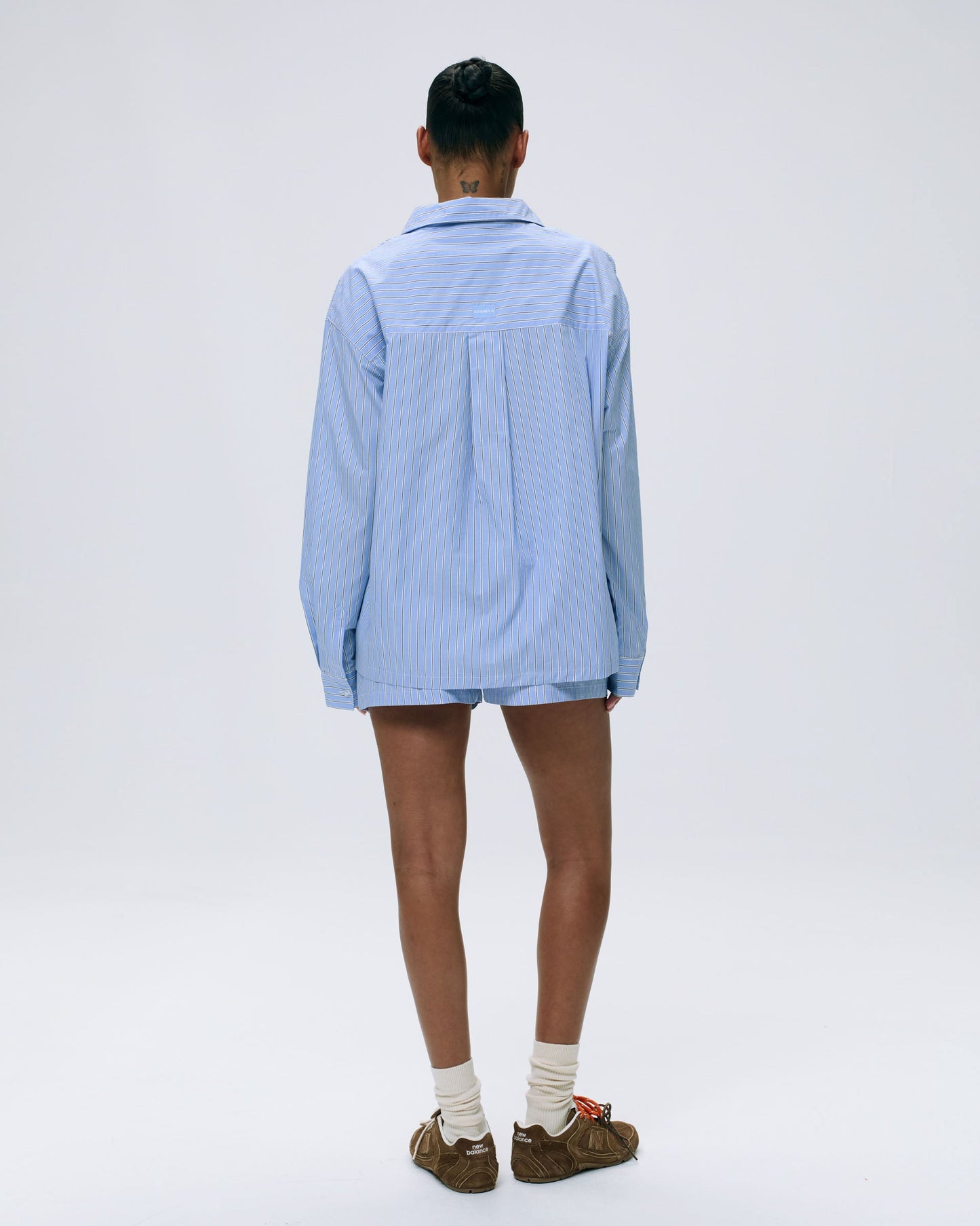 Cotton Stripe Oversized Shirt - Blue/White