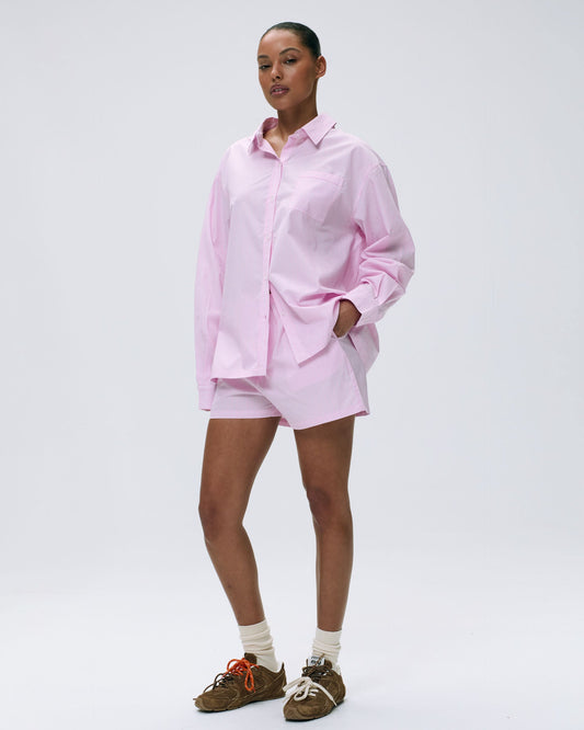 Cotton Stripe Boxer Shorts - Pink/White