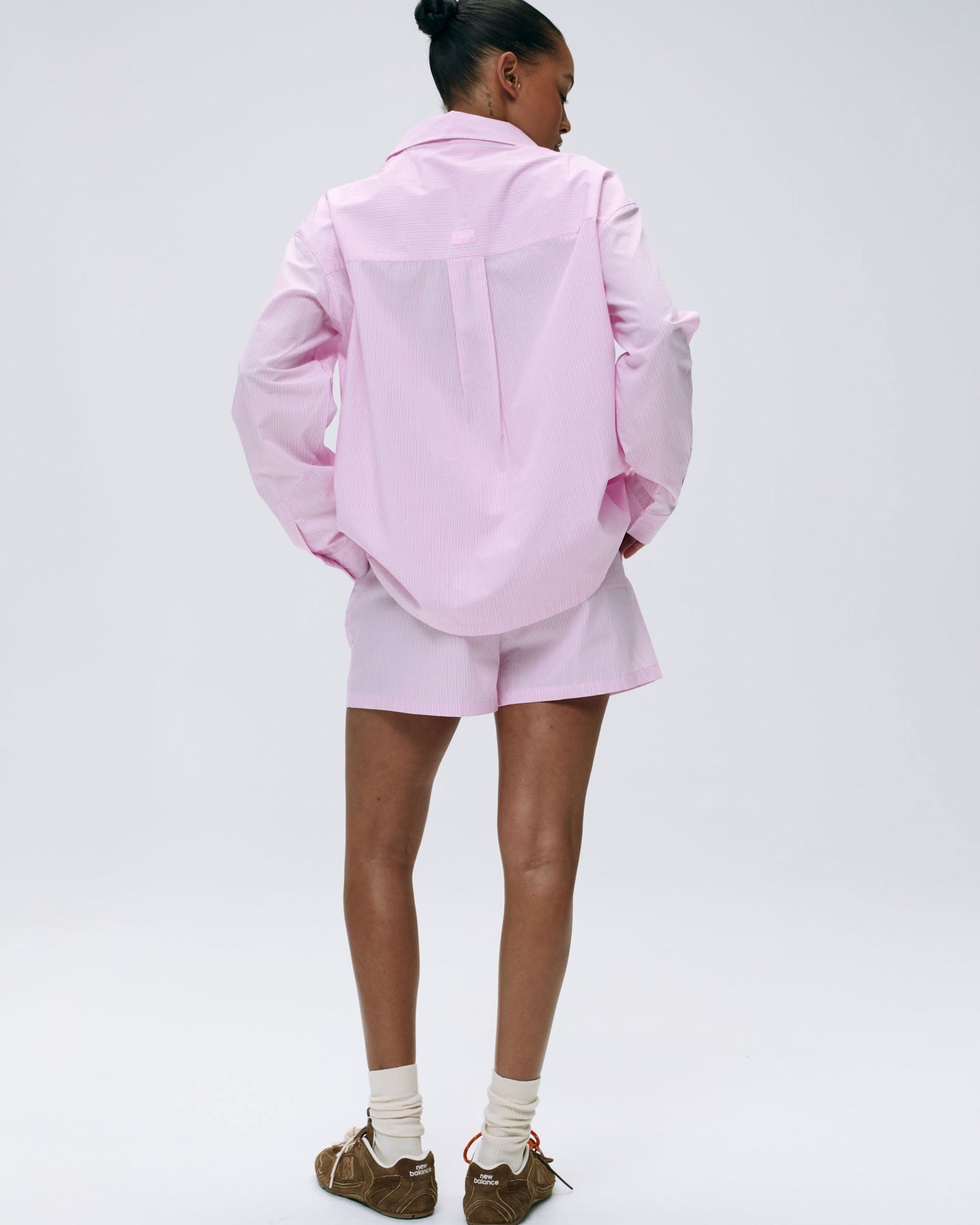 Cotton Stripe Boxer Shorts - Pink/White