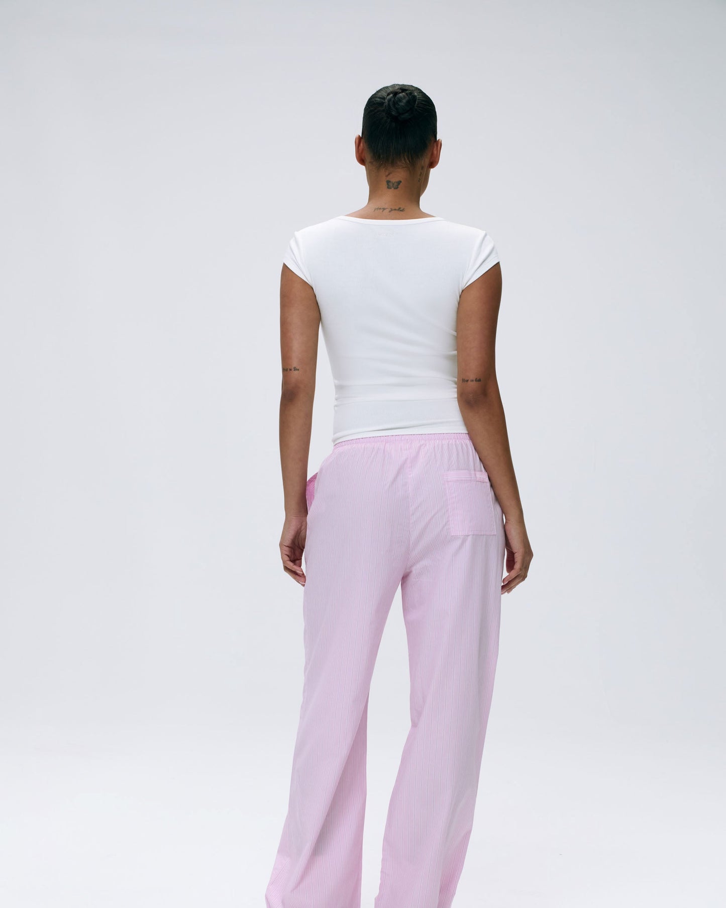 Rib Short Sleeve Scoop Neck Top - White