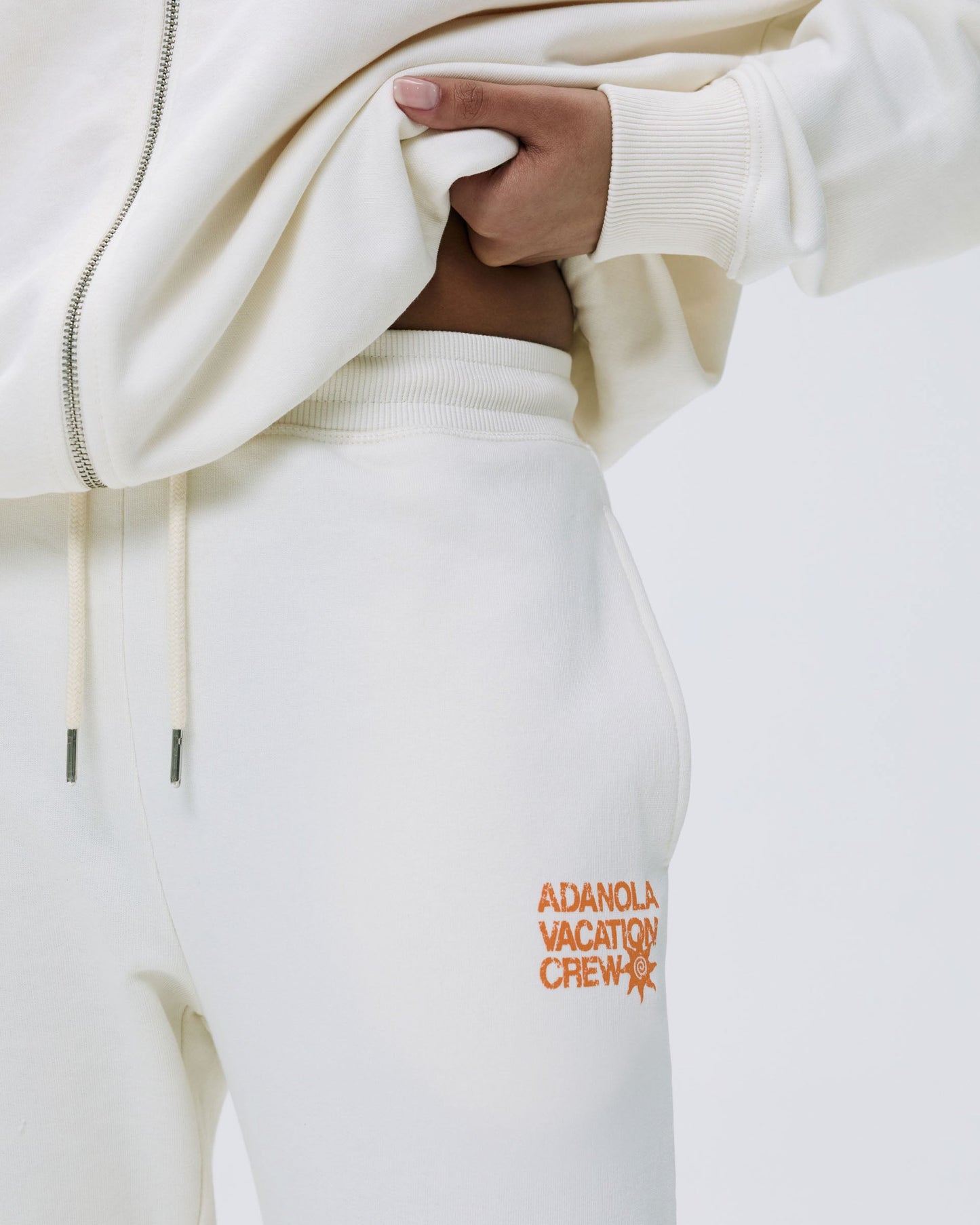 Vacation Raw Hem Straight Leg Sweatpants - Marshmallow White/Mango Orange