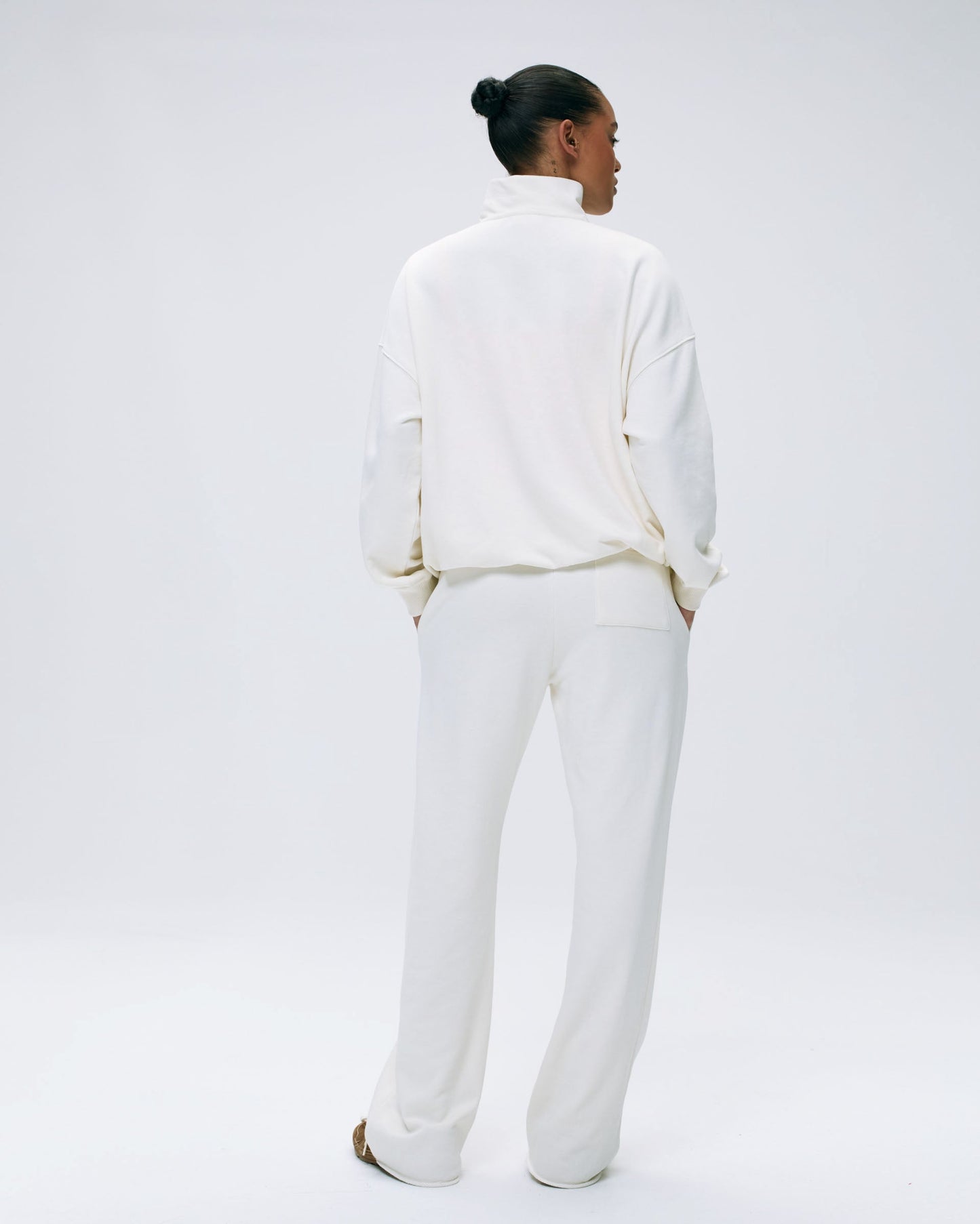 Vacation Raw Hem Straight Leg Sweatpants - Marshmallow White/Mango Orange